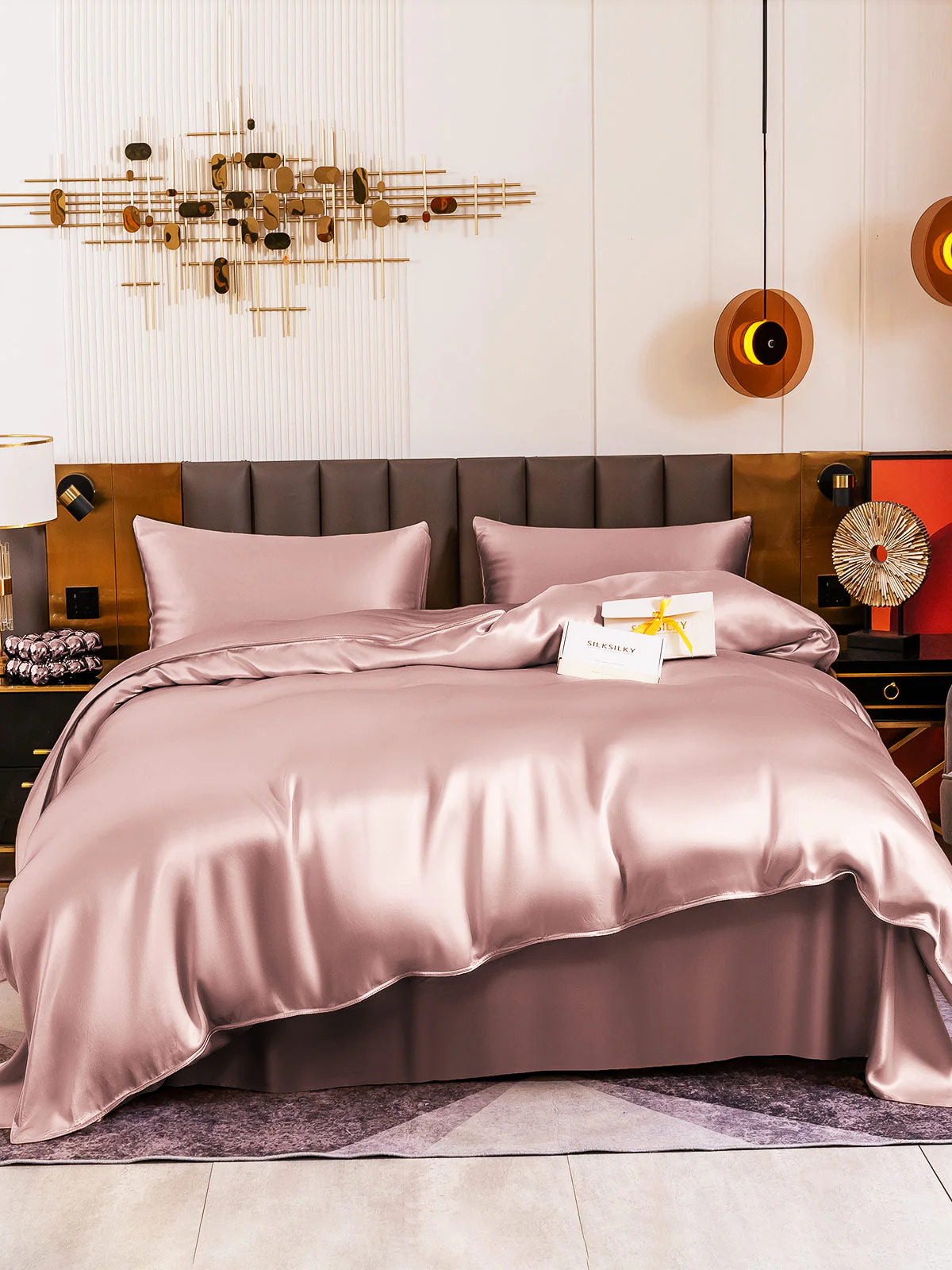 19Momme 4Pcs Silk Set Doona Cover+Flat Sheet+2x Pillowcases - Image 24