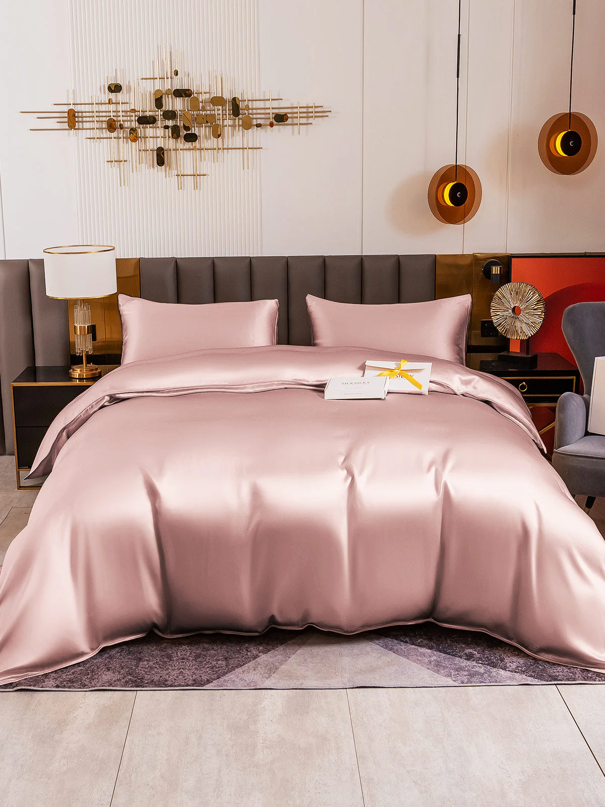 19Momme 4Pcs Silk Set Doona Cover+Flat Sheet+2x Pillowcases - Image 27