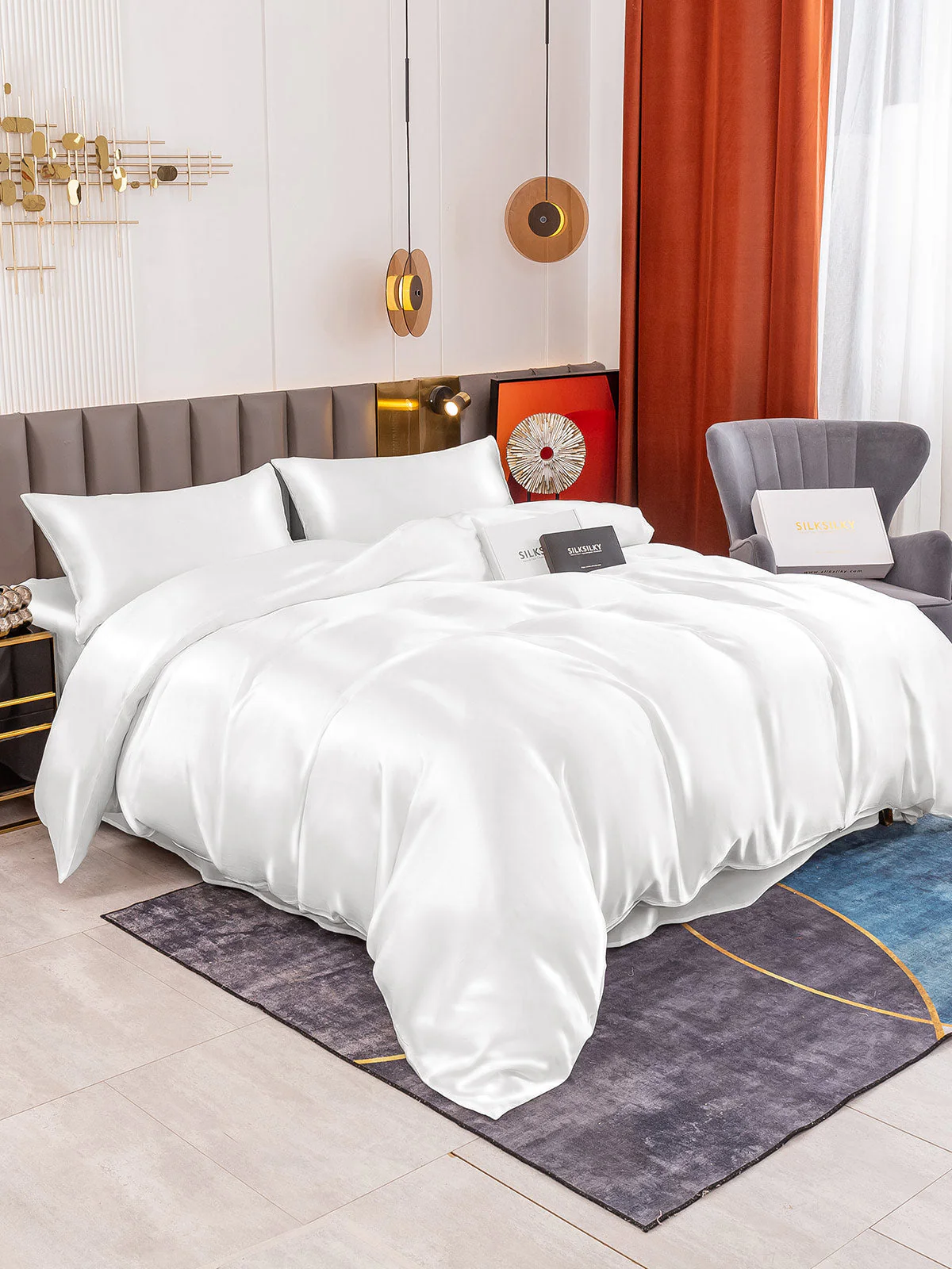 19Momme 4Pcs Silk Set Doona Cover+Flat Sheet+2x Pillowcases - Image 34