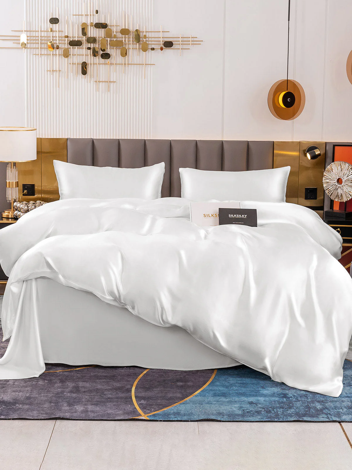 19Momme 4Pcs Silk Set Doona Cover+Flat Sheet+2x Pillowcases - Image 35