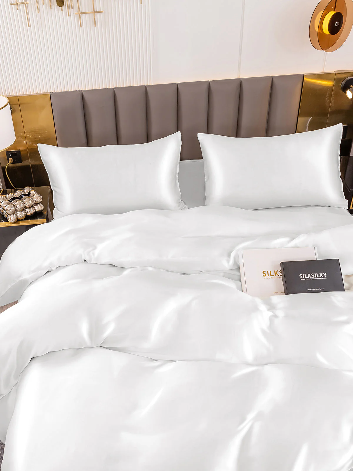 19Momme 4Pcs Silk Set Doona Cover+Flat Sheet+2x Pillowcases - Image 37