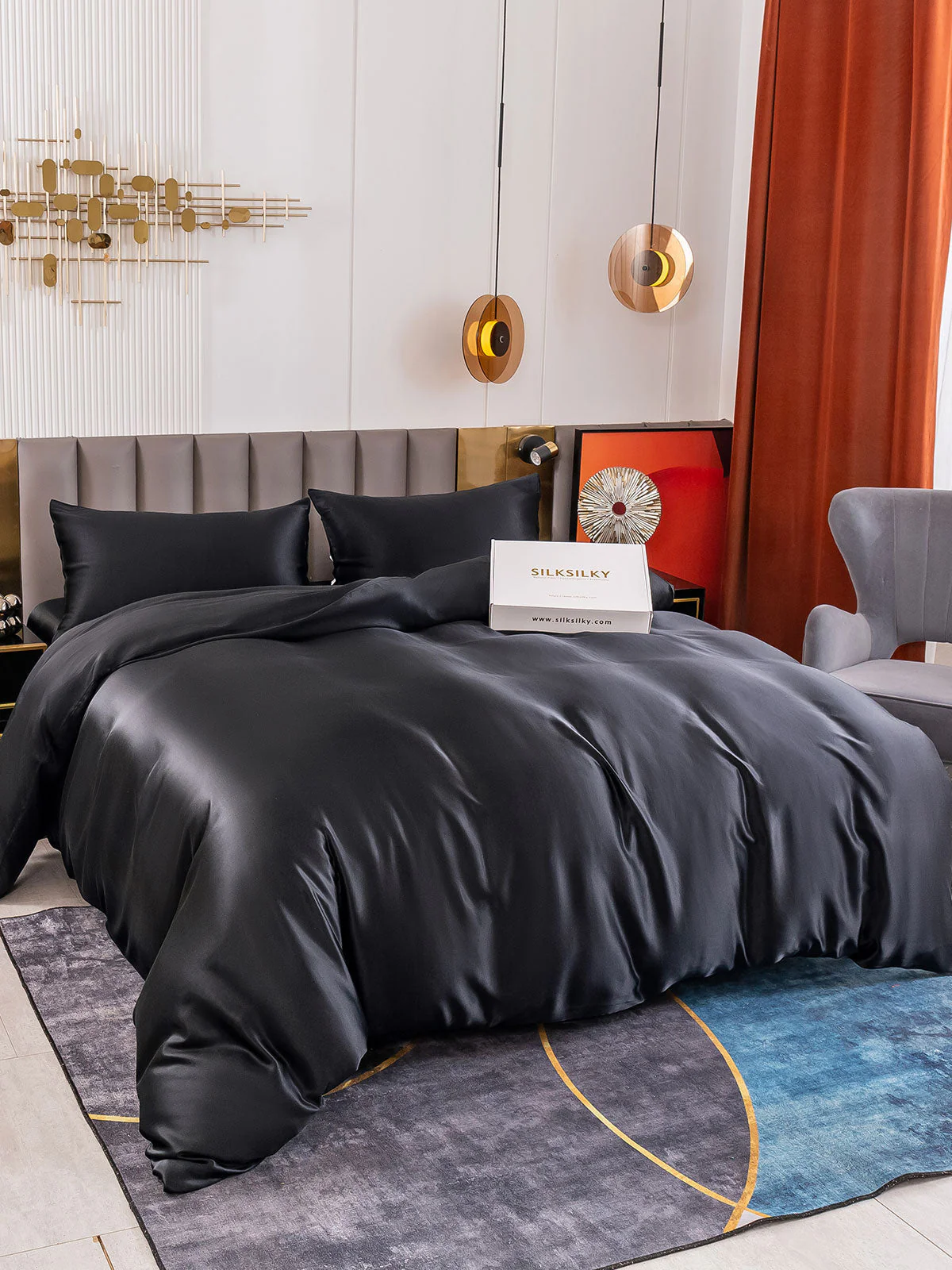 19Momme 4Pcs Silk Set Doona Cover+Flat Sheet+2x Pillowcases - Image 39