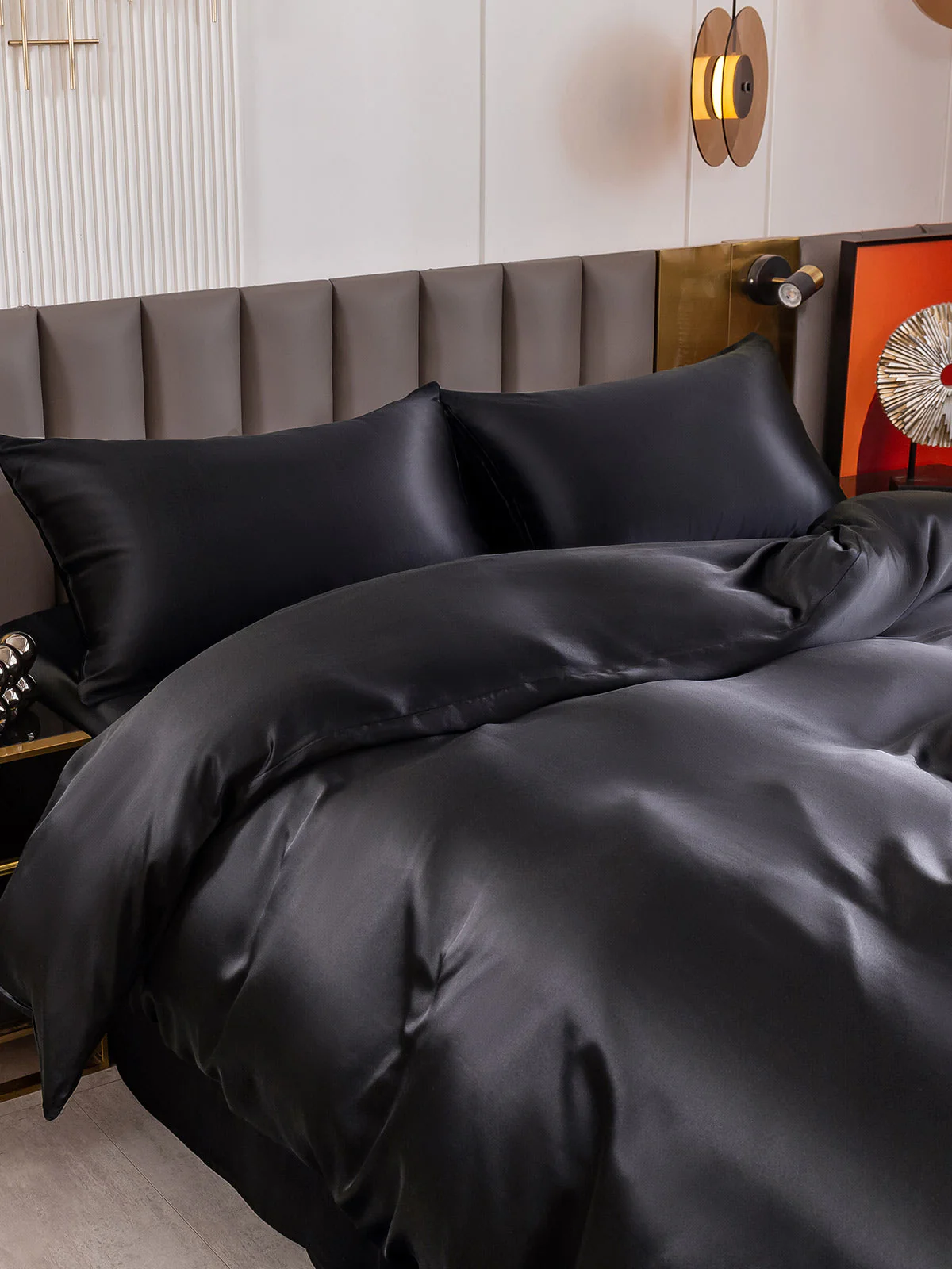 19Momme 4Pcs Silk Set Doona Cover+Flat Sheet+2x Pillowcases - Image 41
