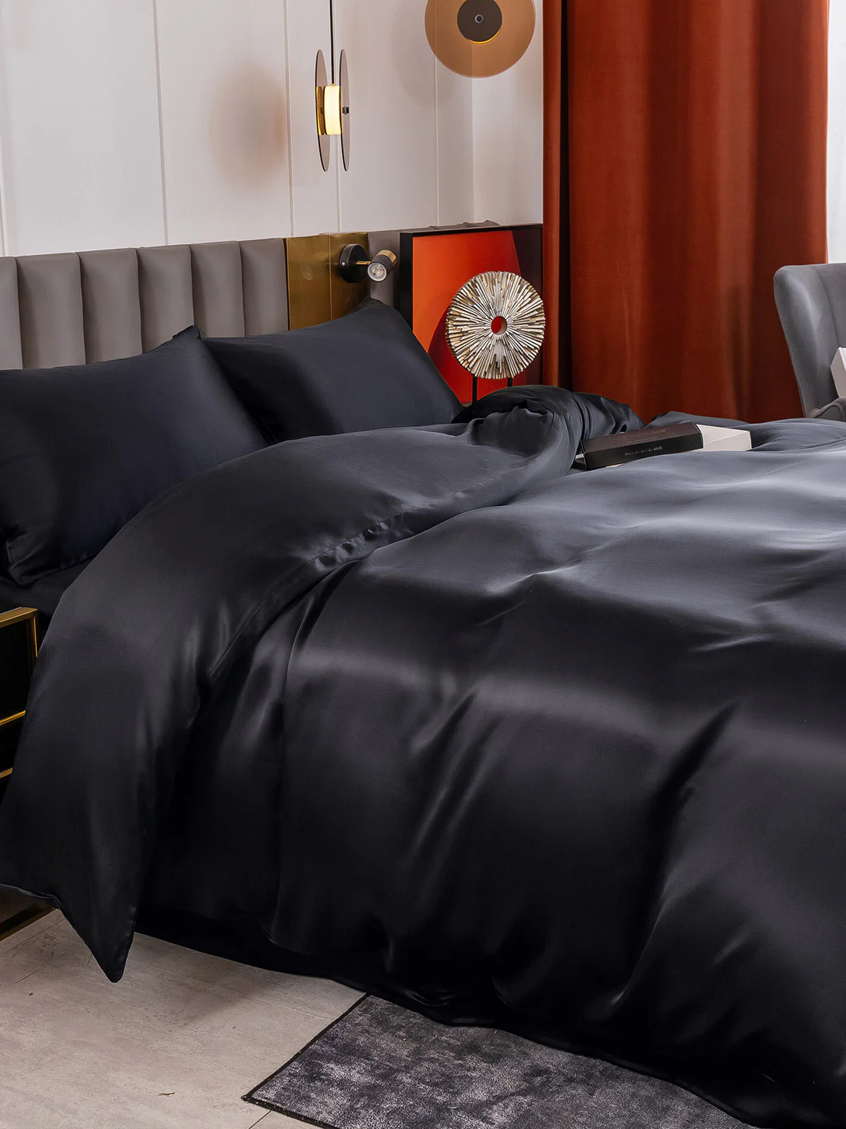 19Momme 4Pcs Silk Set Doona Cover+Flat Sheet+2x Pillowcases - Image 42
