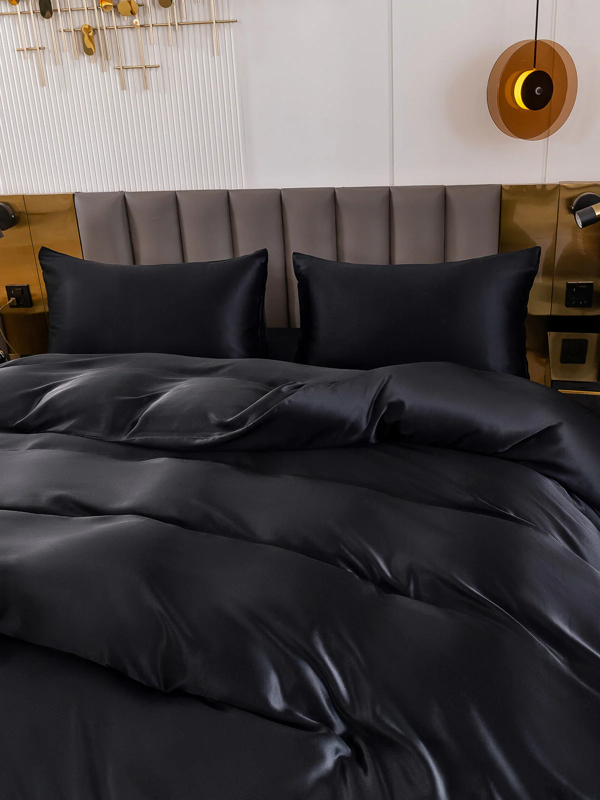 19Momme 4Pcs Silk Set Doona Cover+Flat Sheet+2x Pillowcases - Image 43