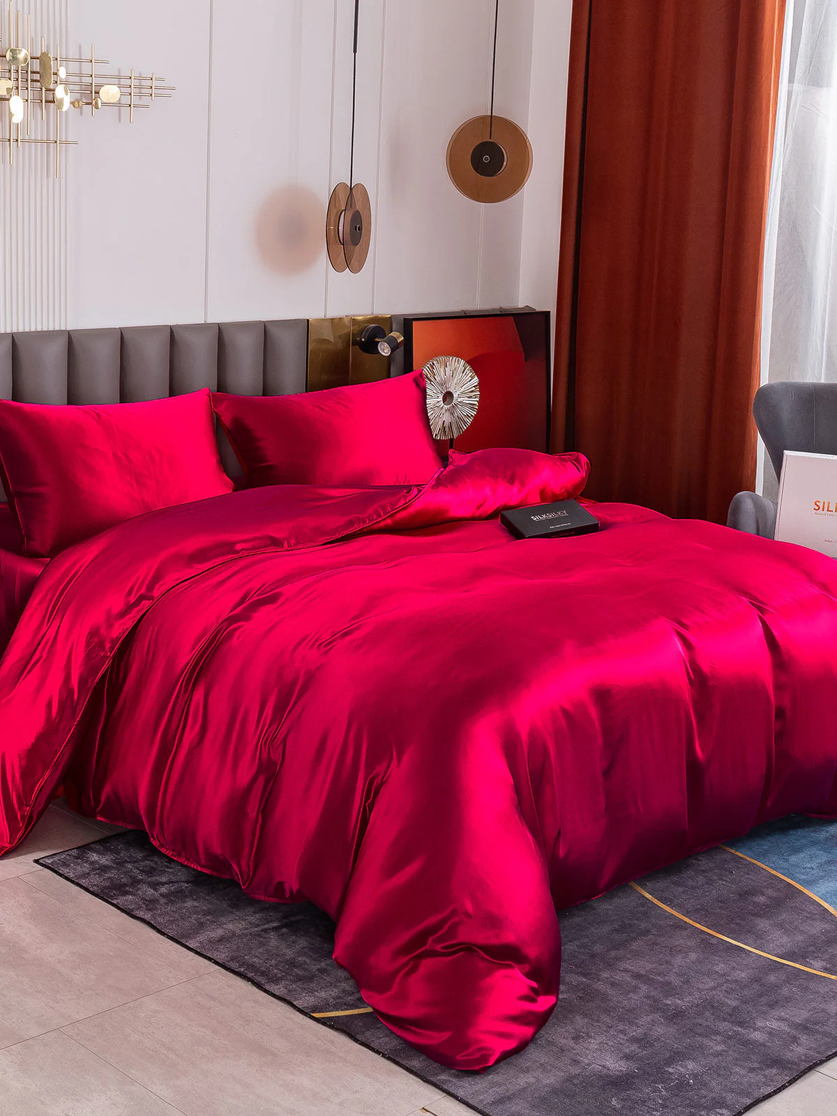 19Momme 4Pcs Silk Set Doona Cover+Flat Sheet+2x Pillowcases - Image 45