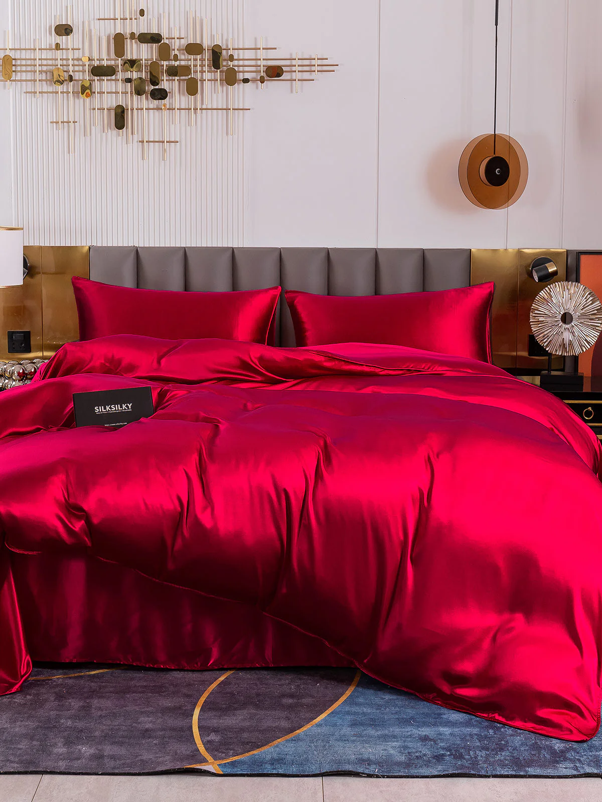 19Momme 4Pcs Silk Set Doona Cover+Flat Sheet+2x Pillowcases - Image 47