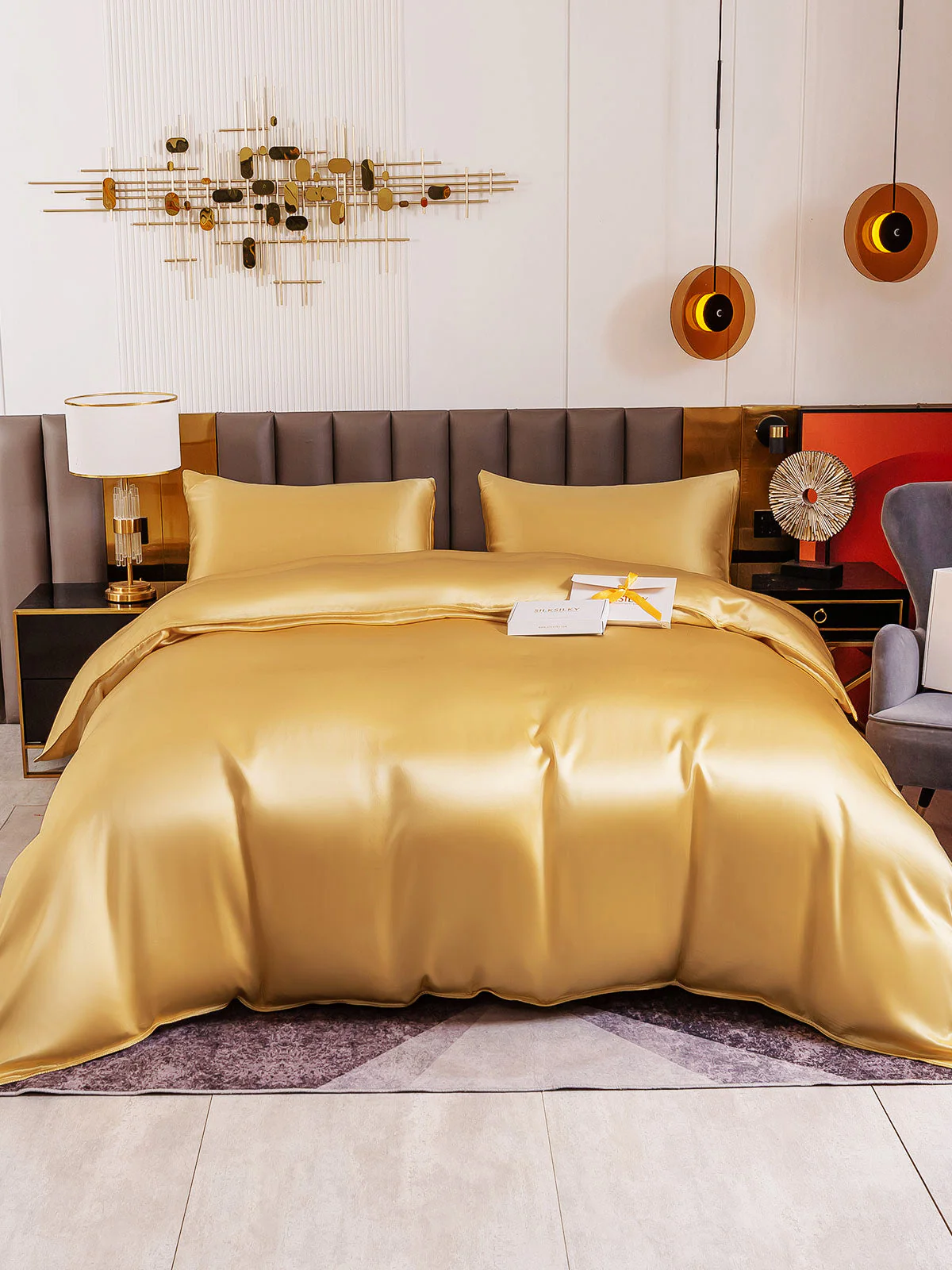 19Momme 4Pcs Silk Set Doona Cover+Flat Sheet+2x Pillowcases - Image 5