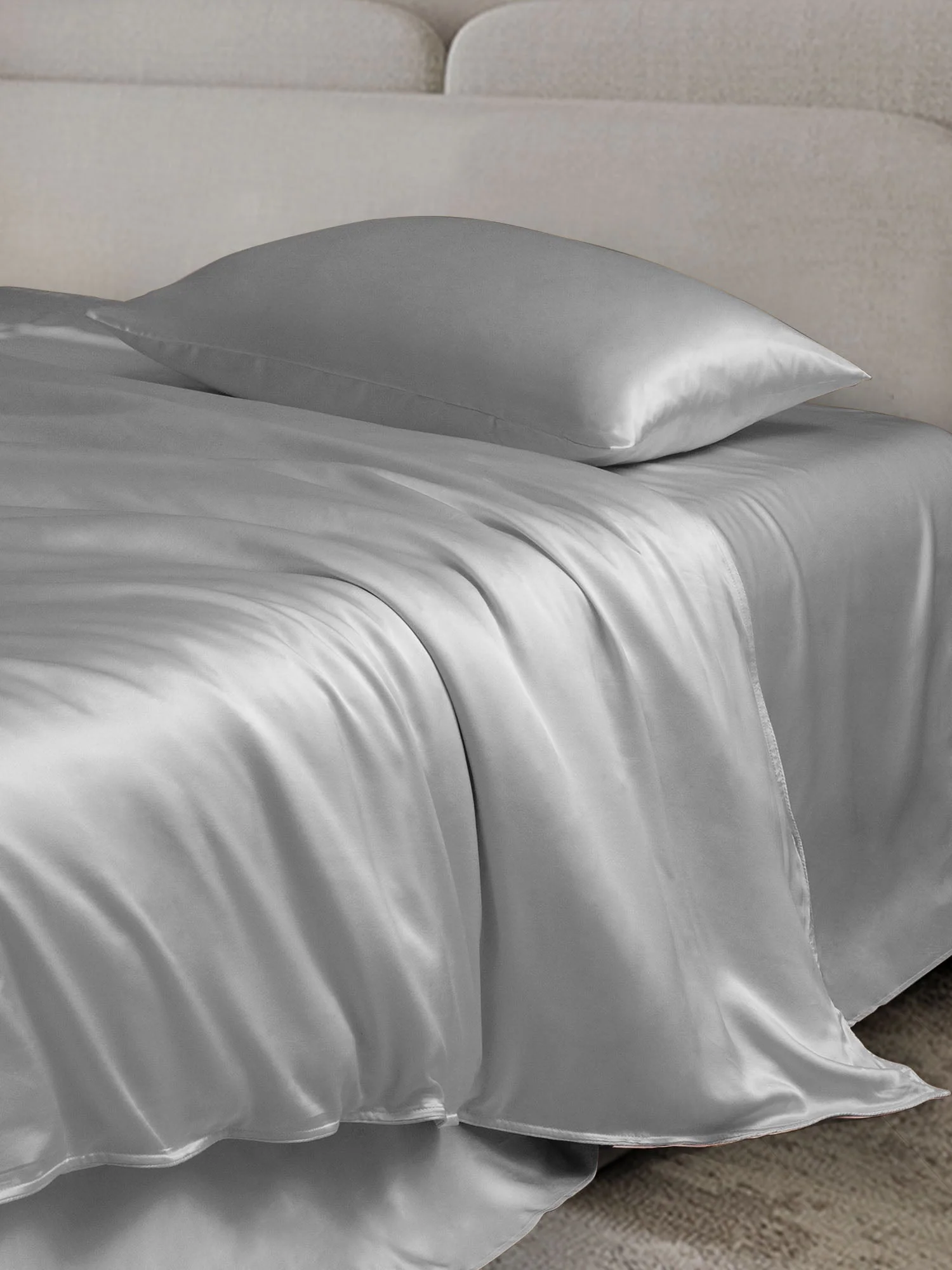 19Momme 4Pcs Silk Set Doona Cover+Flat Sheet+2x Pillowcases - Image 52
