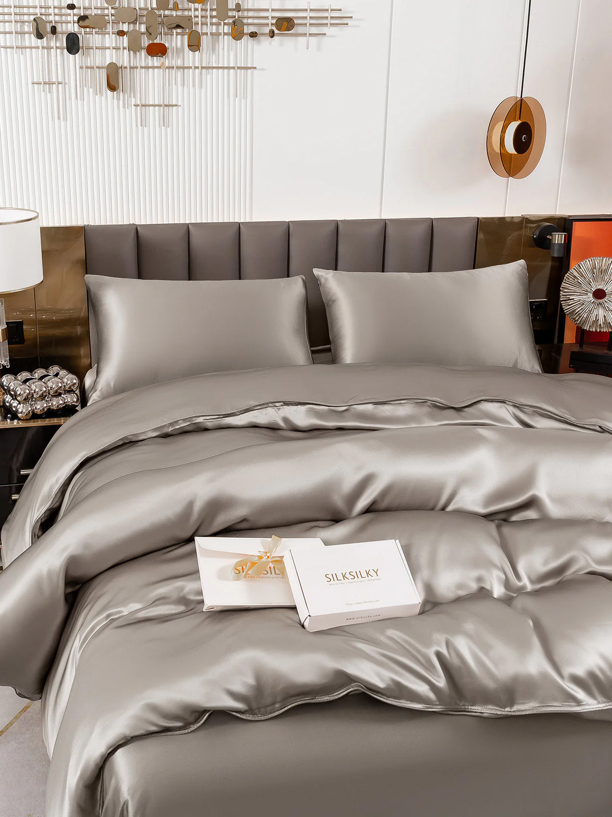 19Momme 4Pcs Silk Set Doona Cover+Flat Sheet+2x Pillowcases - Image 60