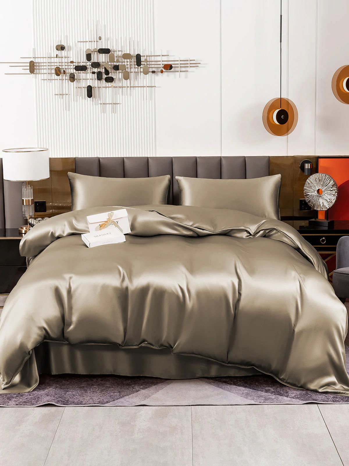 19Momme 4Pcs Silk Set Doona Cover+Flat Sheet+2x Pillowcases - Image 63
