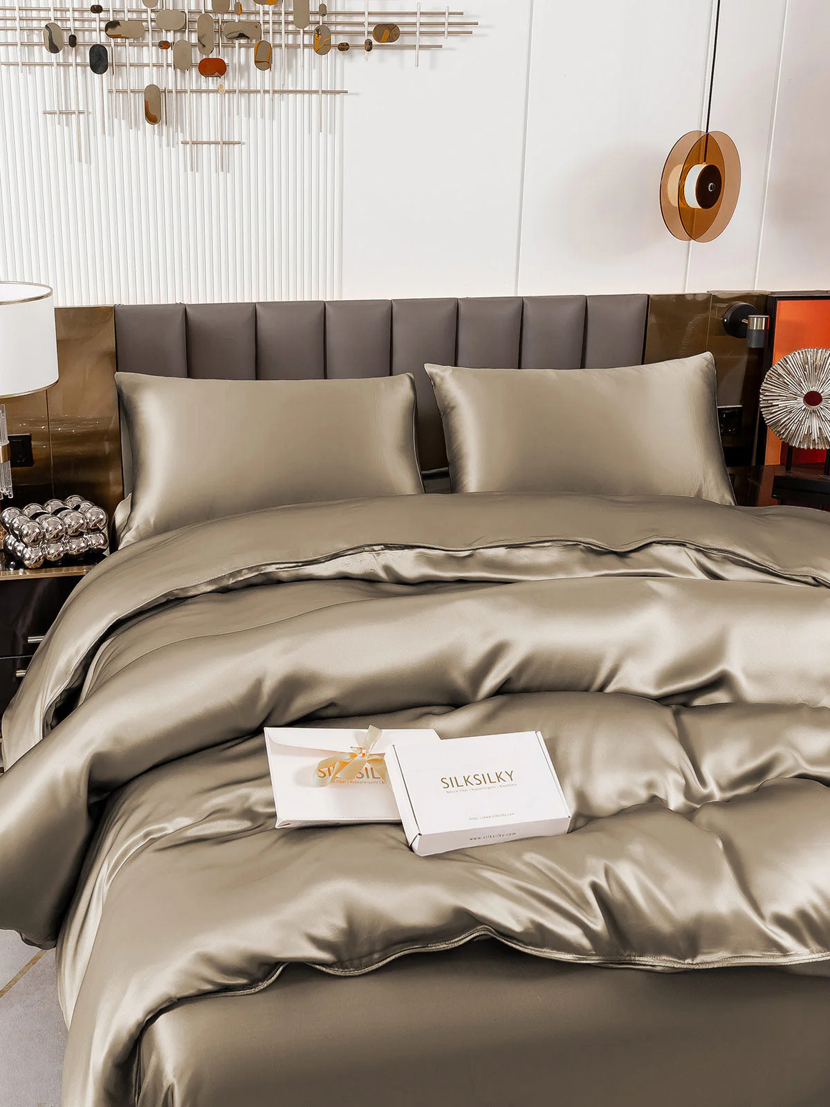 19Momme 4Pcs Silk Set Doona Cover+Flat Sheet+2x Pillowcases - Image 66