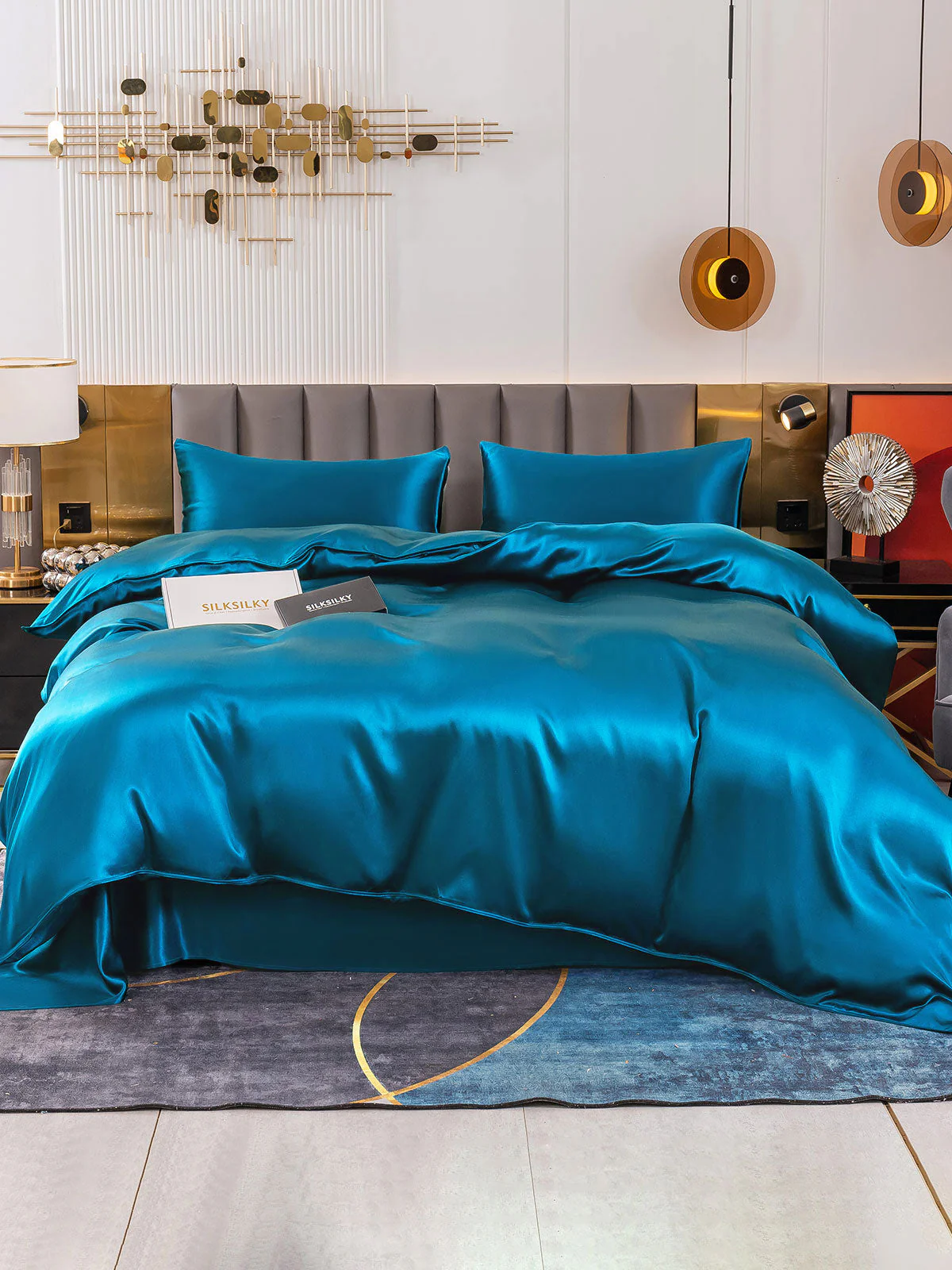 19Momme 4Pcs Silk Set Doona Cover+Flat Sheet+2x Pillowcases - Image 68