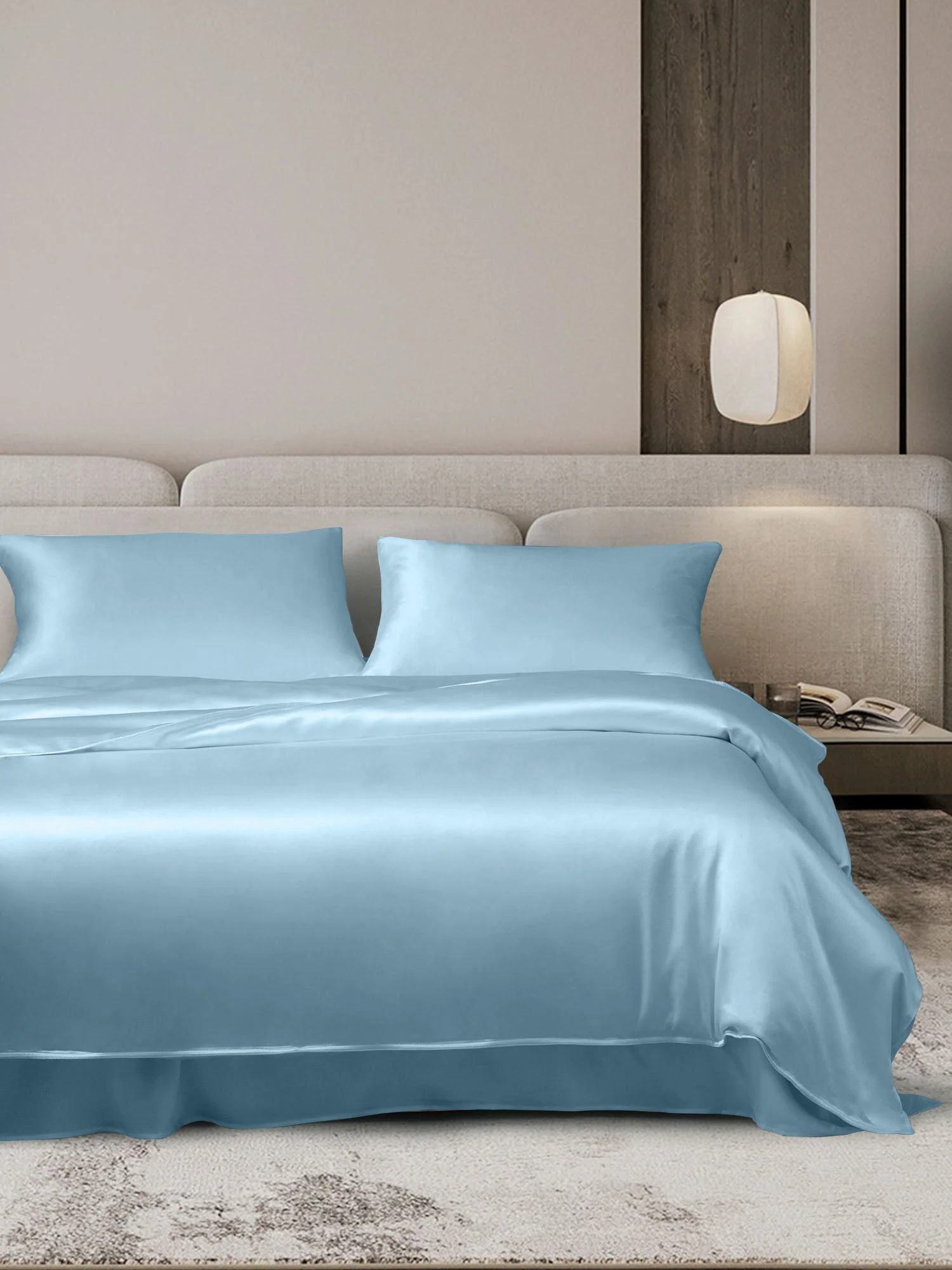19Momme 4Pcs Silk Set Doona Cover+Flat Sheet+2x Pillowcases - Image 78