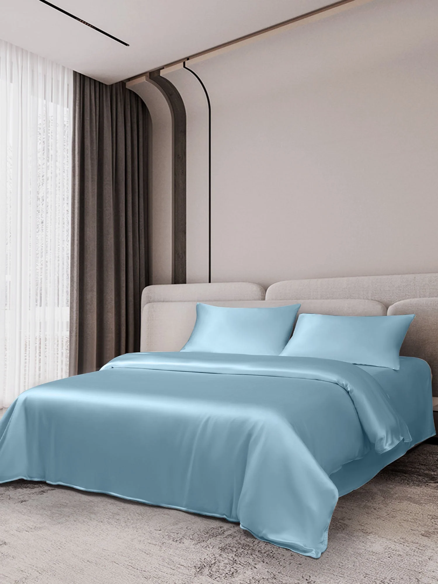 19Momme 4Pcs Silk Set Doona Cover+Flat Sheet+2x Pillowcases - Image 79