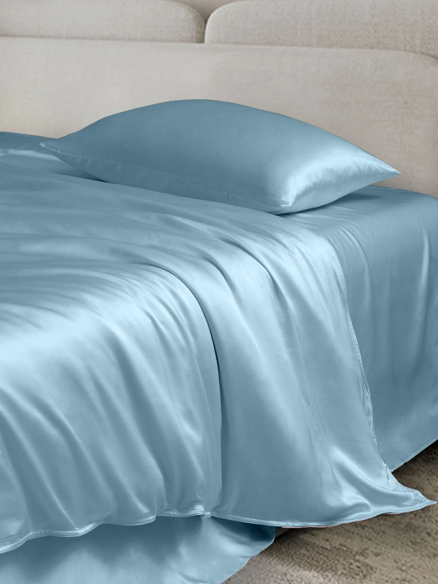 19Momme 4Pcs Silk Set Doona Cover+Flat Sheet+2x Pillowcases - Image 80