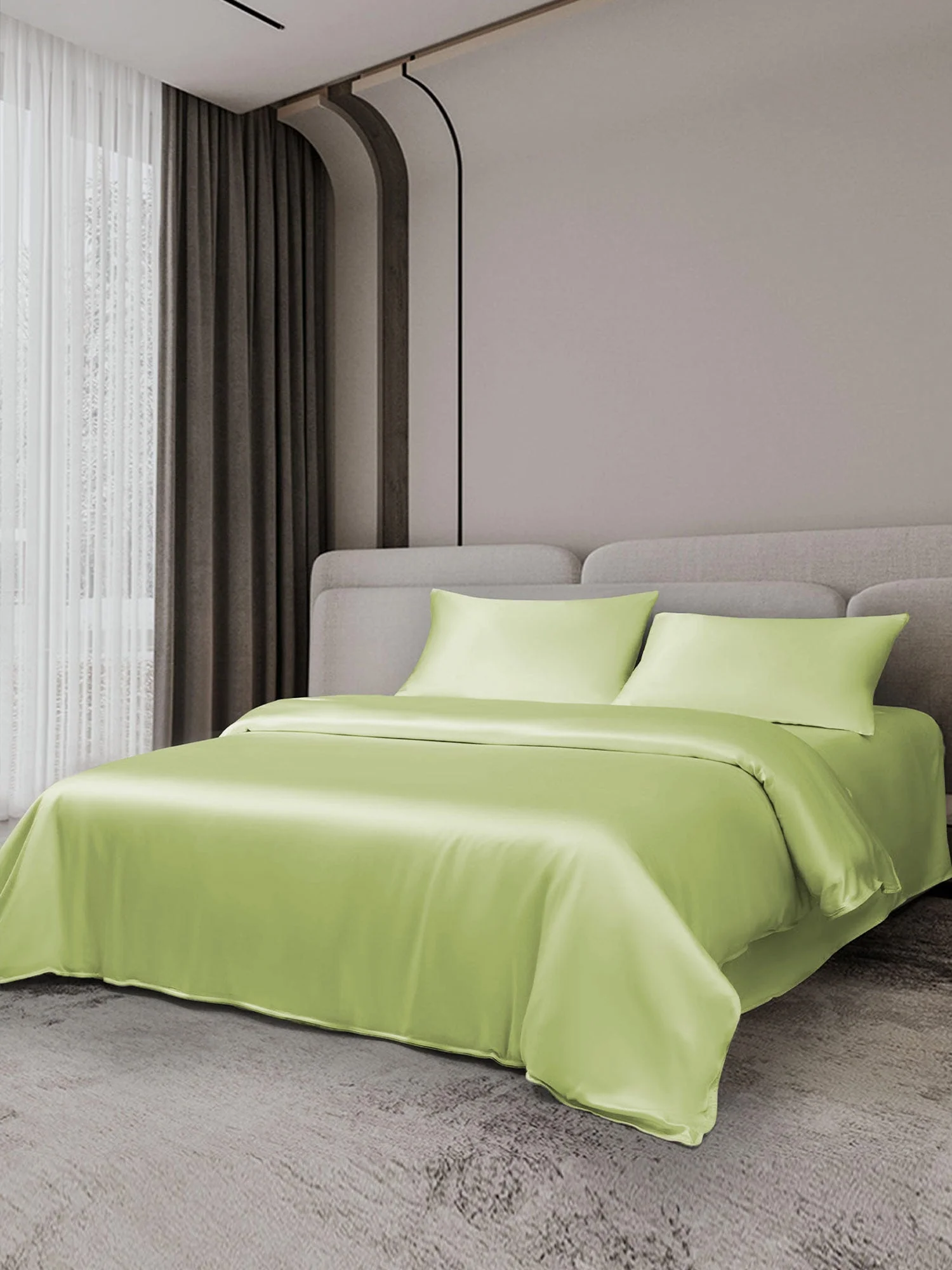 19Momme 4Pcs Silk Set Doona Cover+Flat Sheet+2x Pillowcases - Image 85