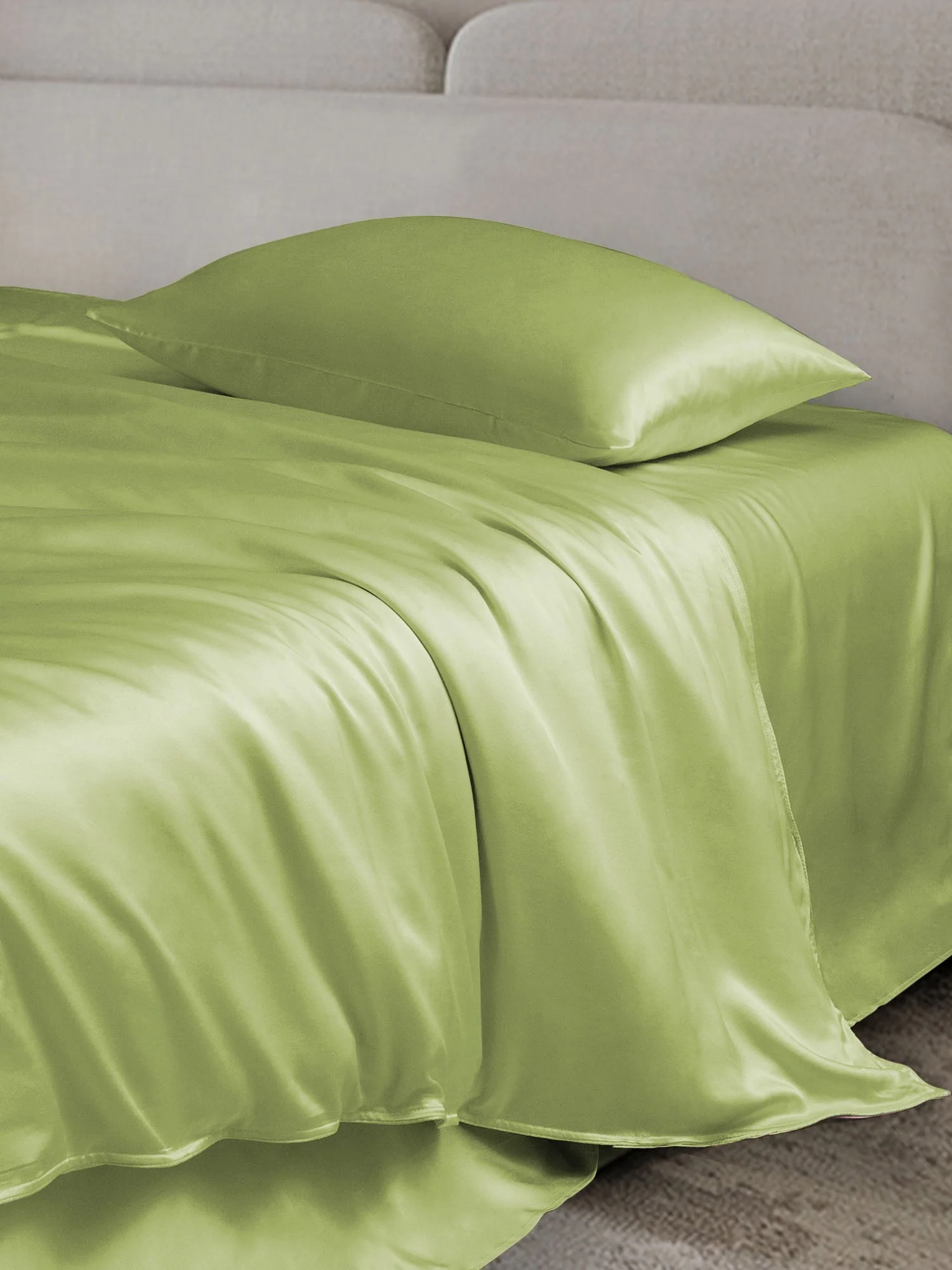 19Momme 4Pcs Silk Set Doona Cover+Flat Sheet+2x Pillowcases - Image 86