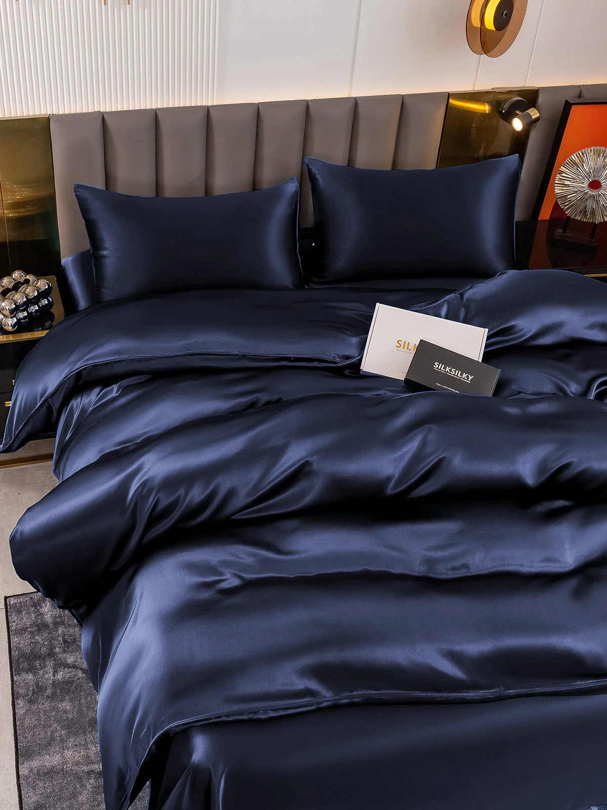 19Momme 4Pcs Silk Set Doona Cover+Flat Sheet+2x Pillowcases - Image 9