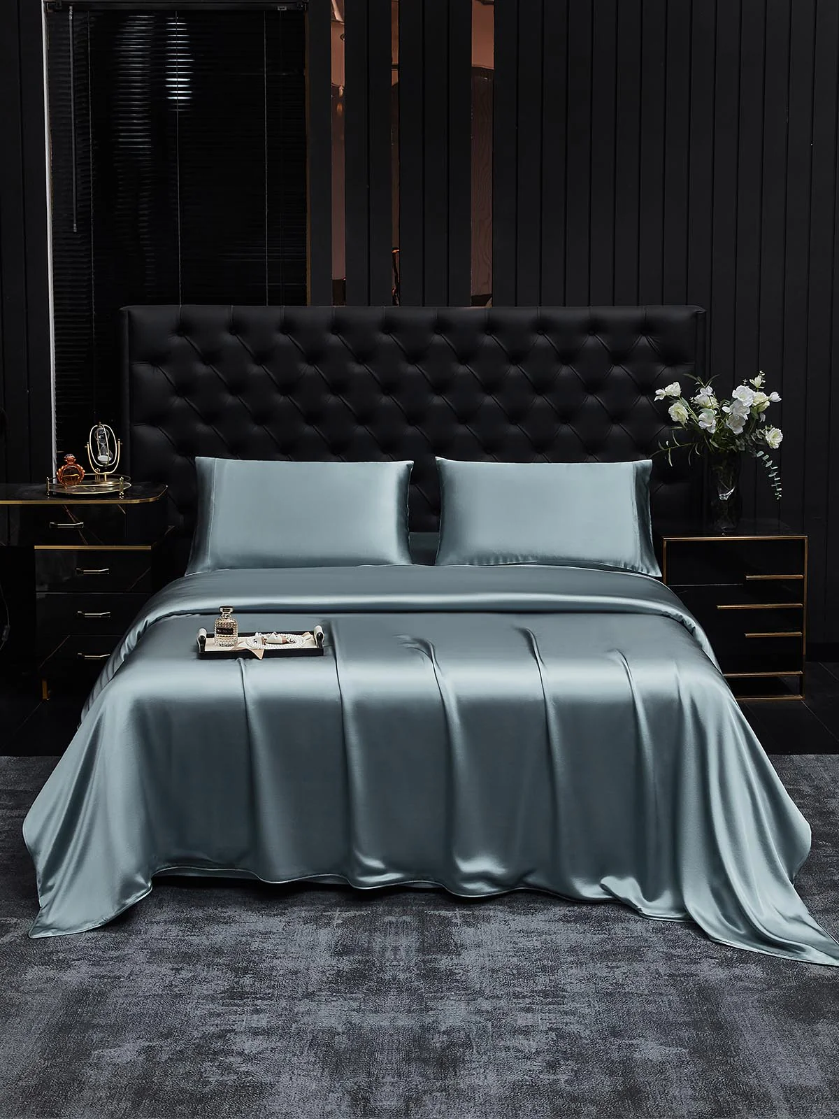 19Momme 4Pcs Silk Set Doona Cover+Flat Sheet+2x Pillowcases - Image 90