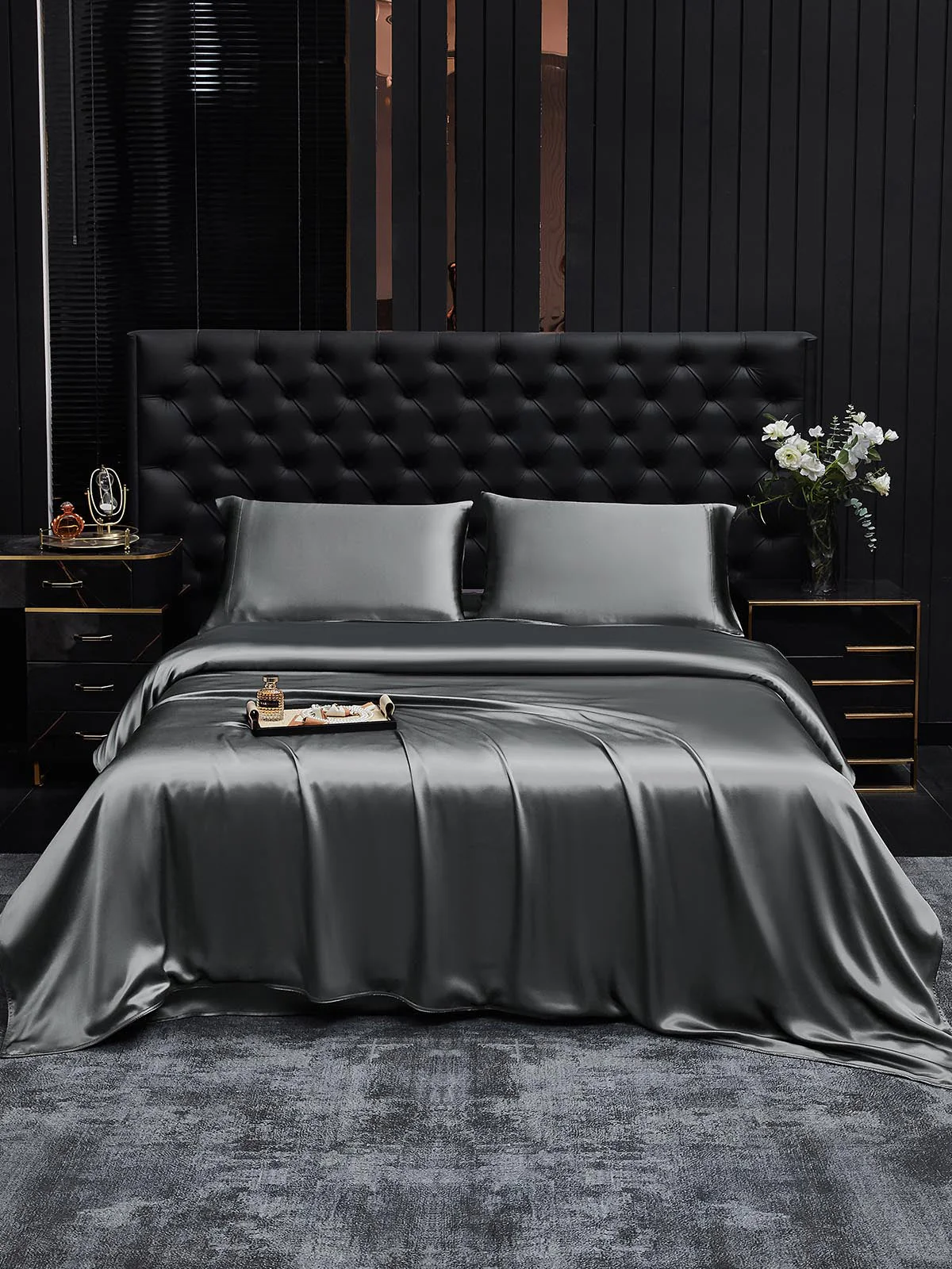 19Momme 4Pcs Silk Set Doona Cover+Flat Sheet+2x Pillowcases - Image 94