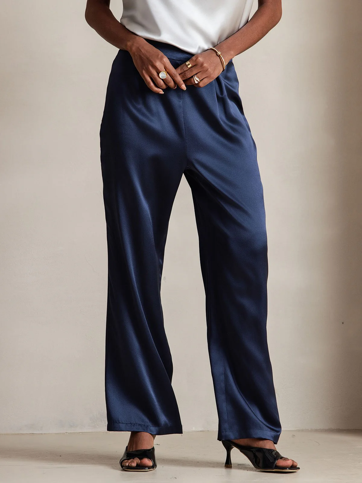 19Momme Silk High Waist Wide Leg Women's Pants - Image 19