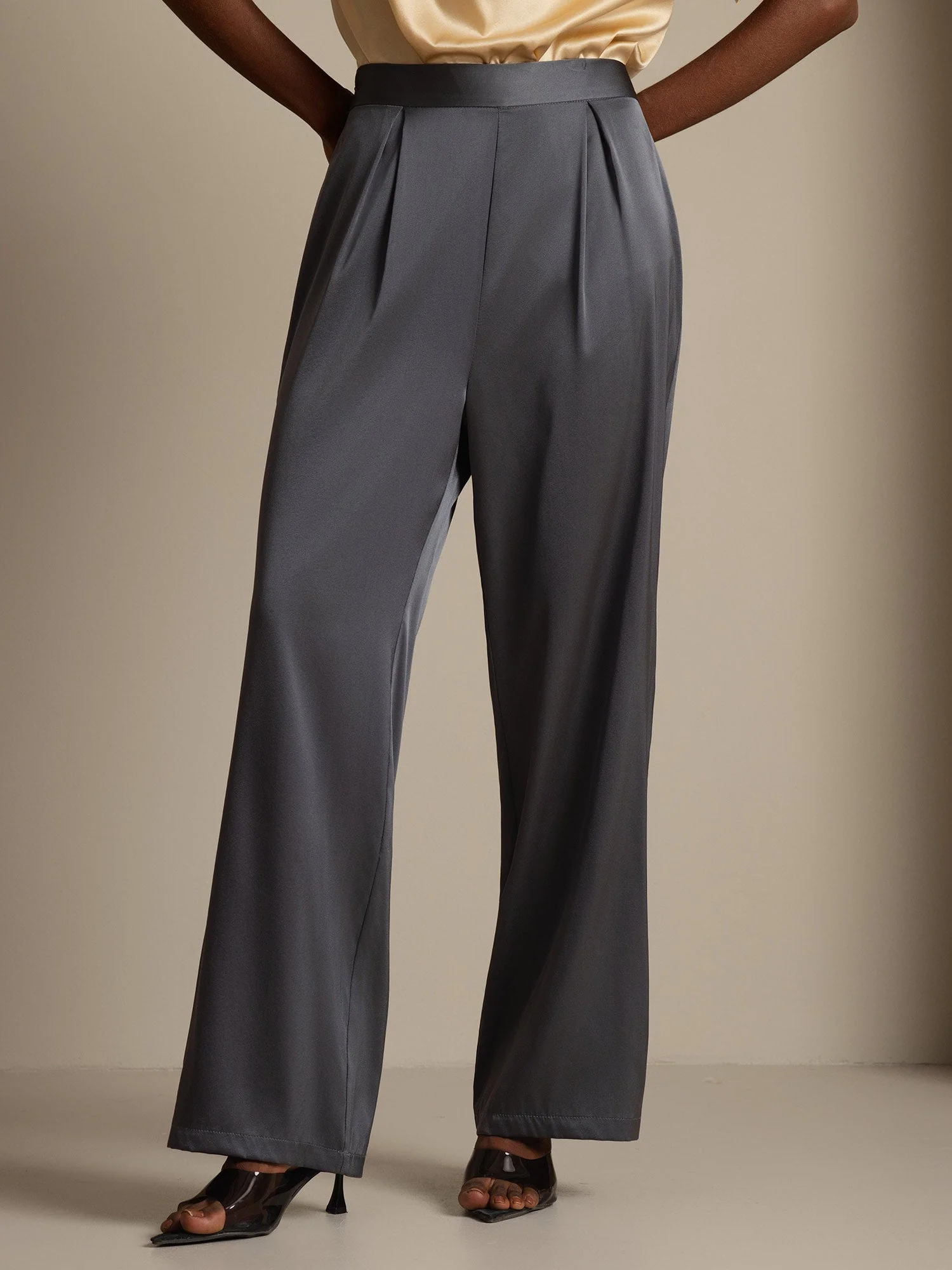 19Momme Silk High Waist Wide Leg Women's Pants - Image 25