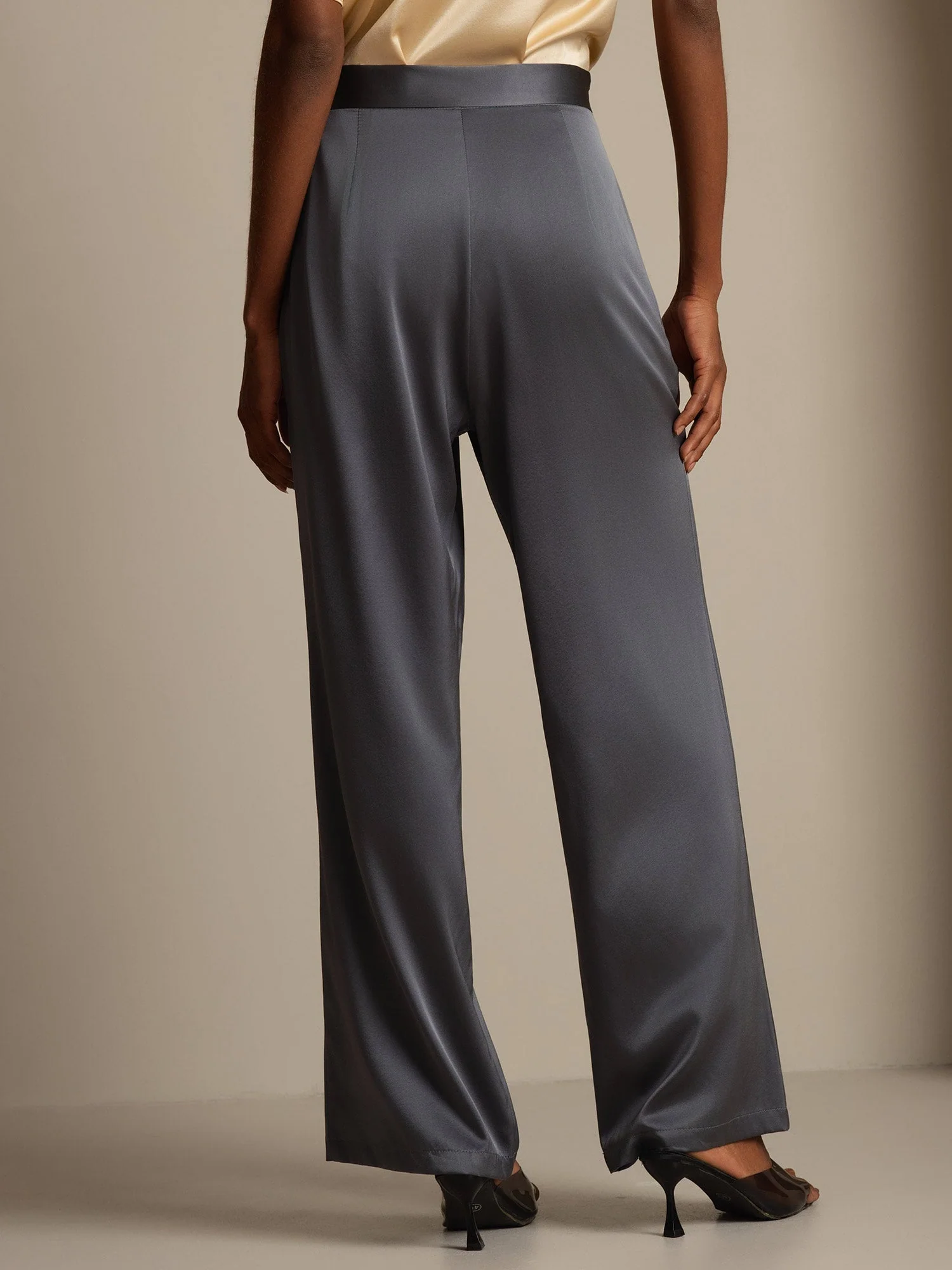 19Momme Silk High Waist Wide Leg Women's Pants - Image 26