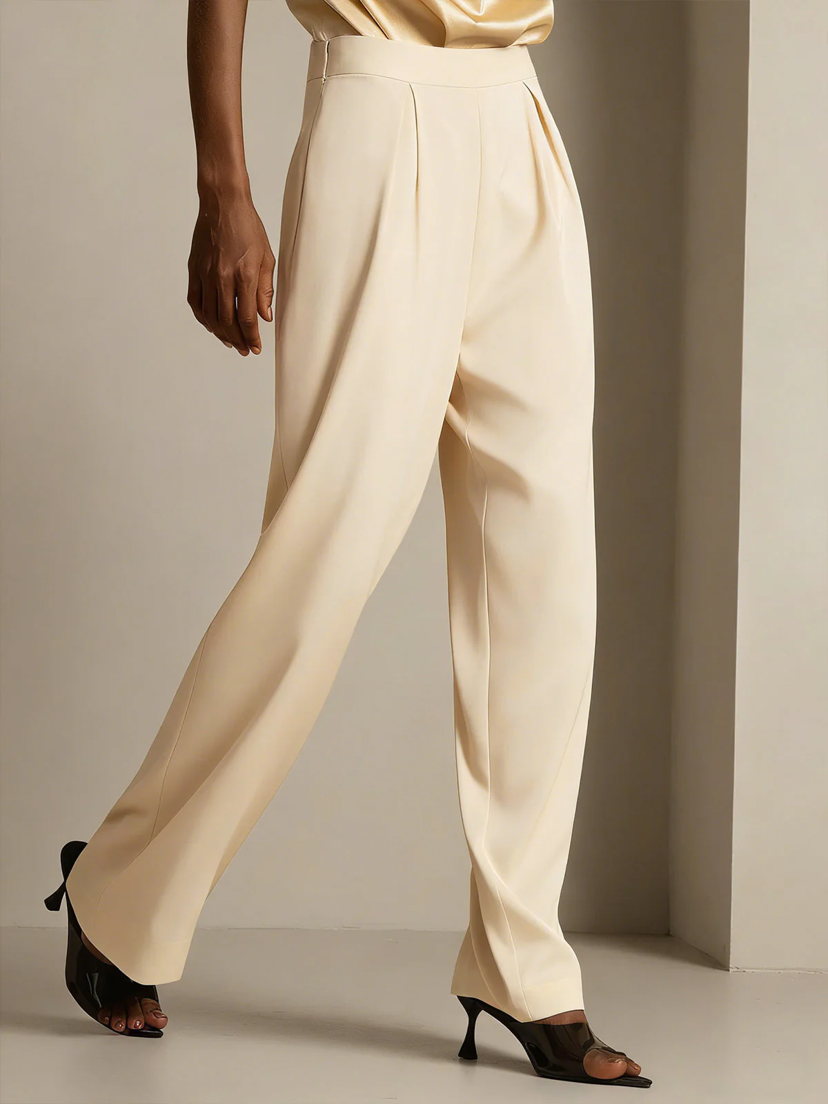 19Momme Silk High Waist Wide Leg Women's Pants - Image 34