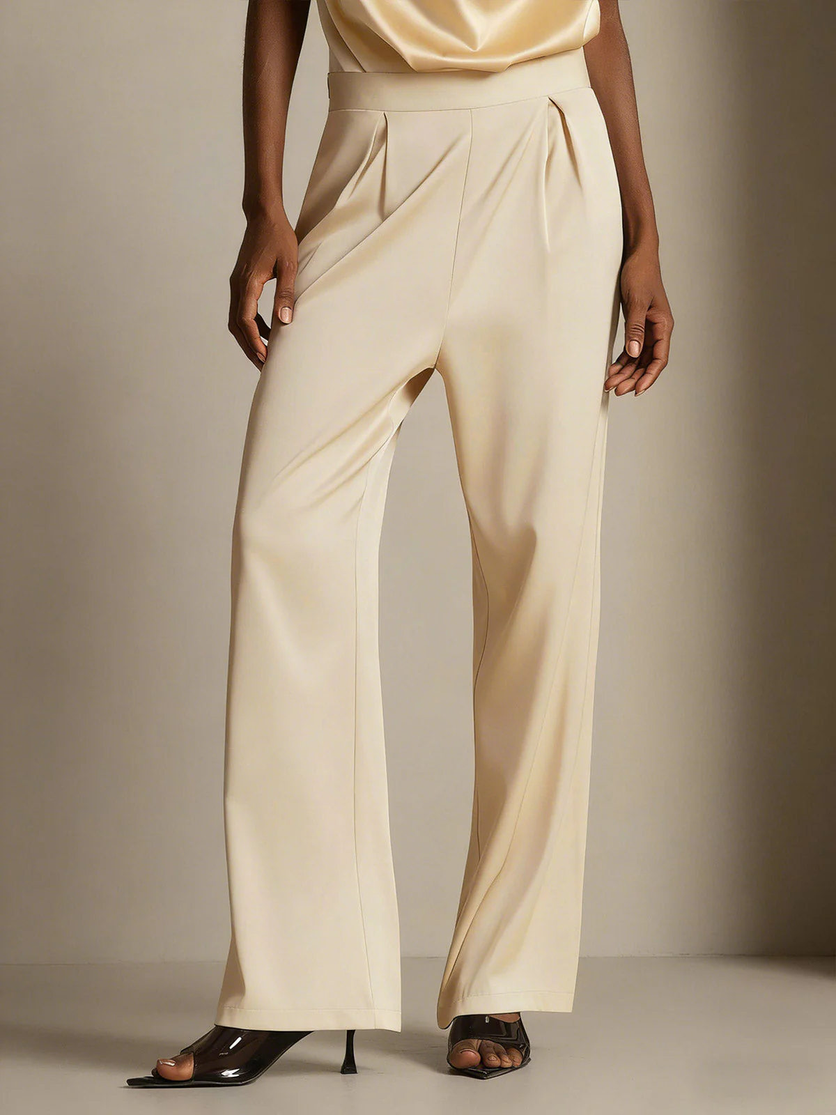 19Momme Silk High Waist Wide Leg Women's Pants - Image 37