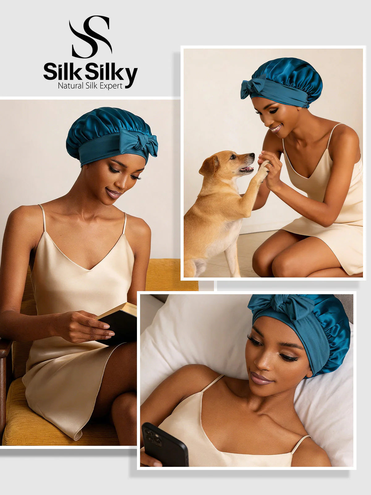 Pure Silk Bowknot Tie Bonnet - Image 45