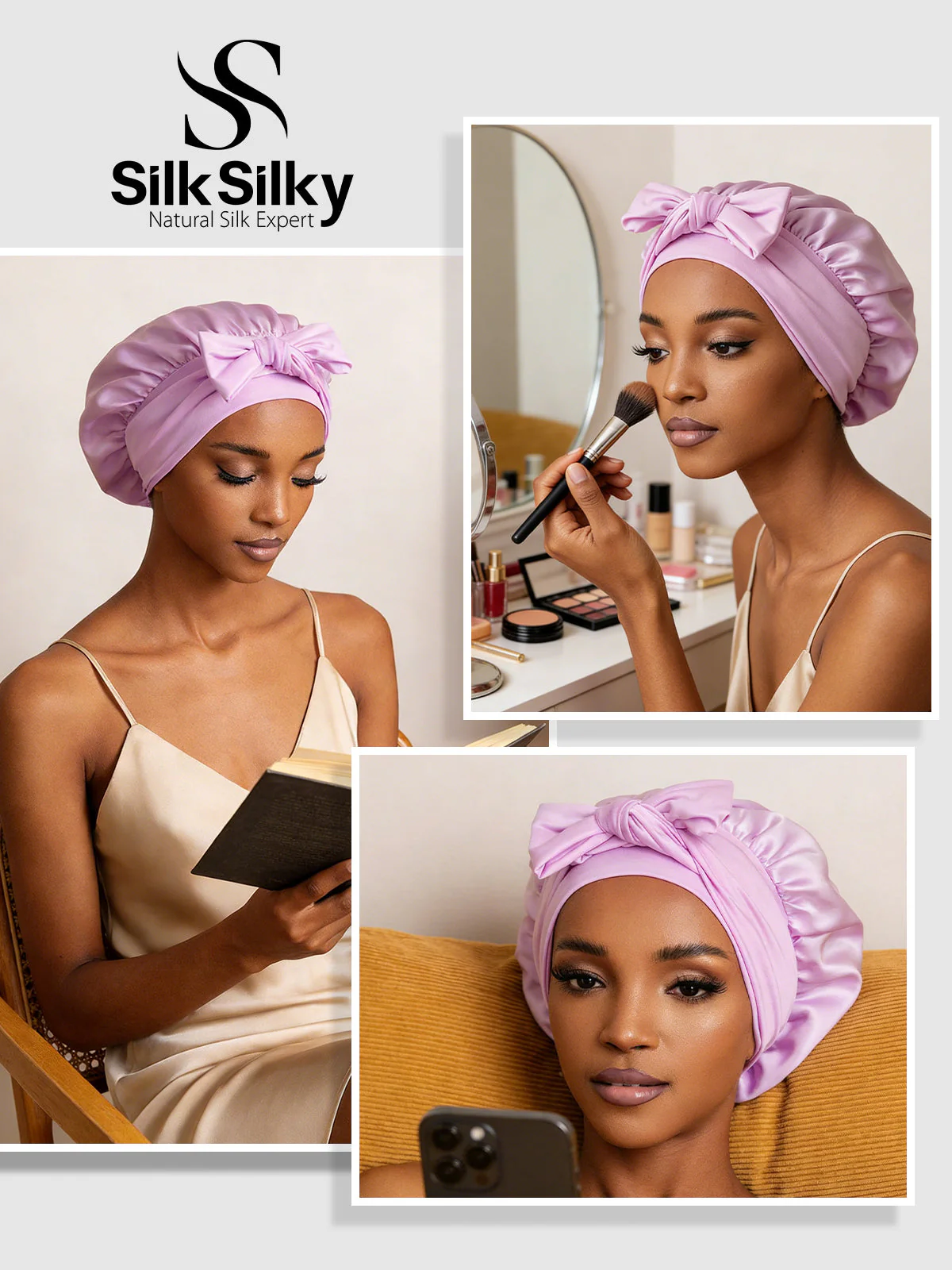 Pure Silk Bowknot Tie Bonnet - Image 69