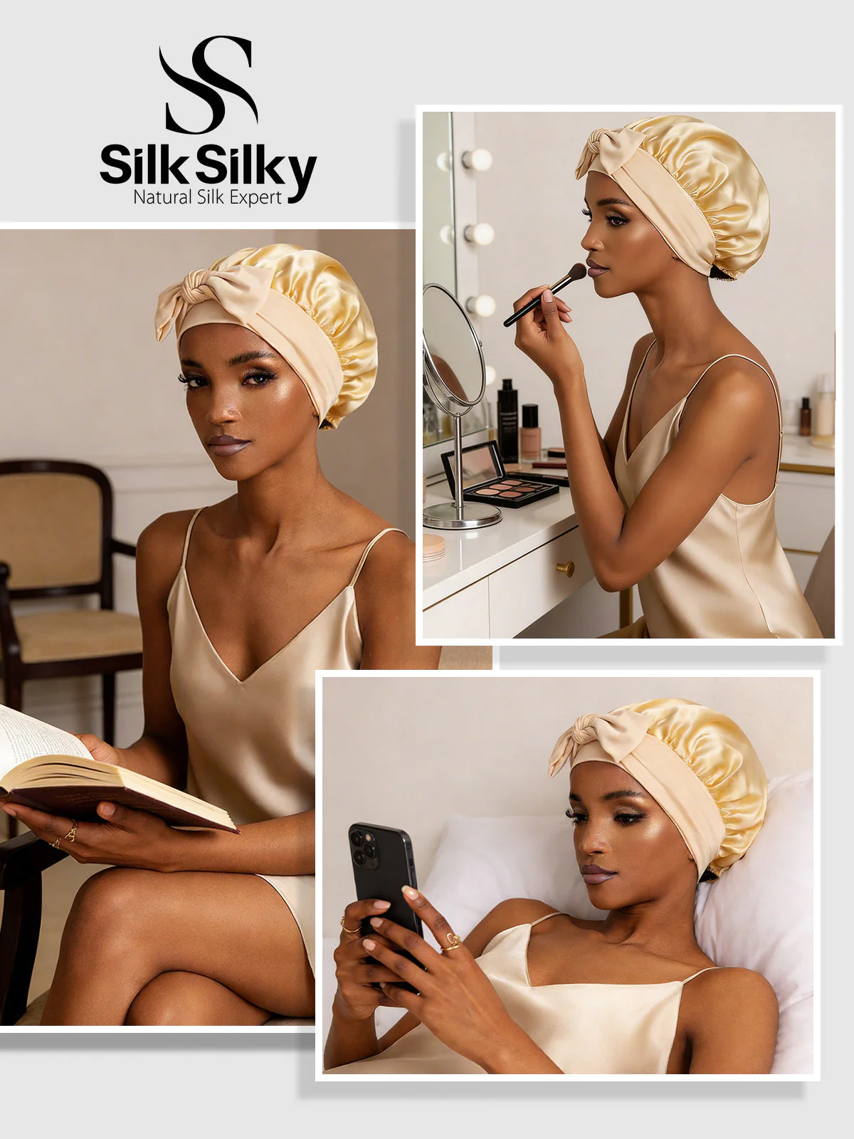 Pure Silk Bowknot Tie Bonnet - Image 81