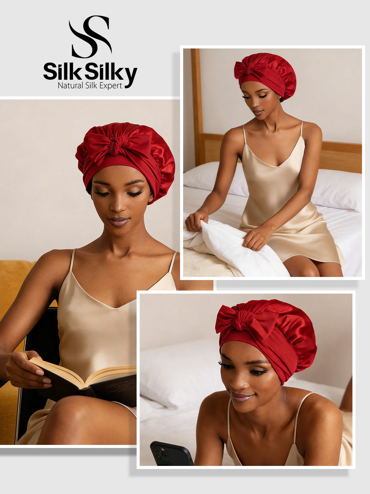 Pure Silk Bowknot Tie Bonnet - Image 87