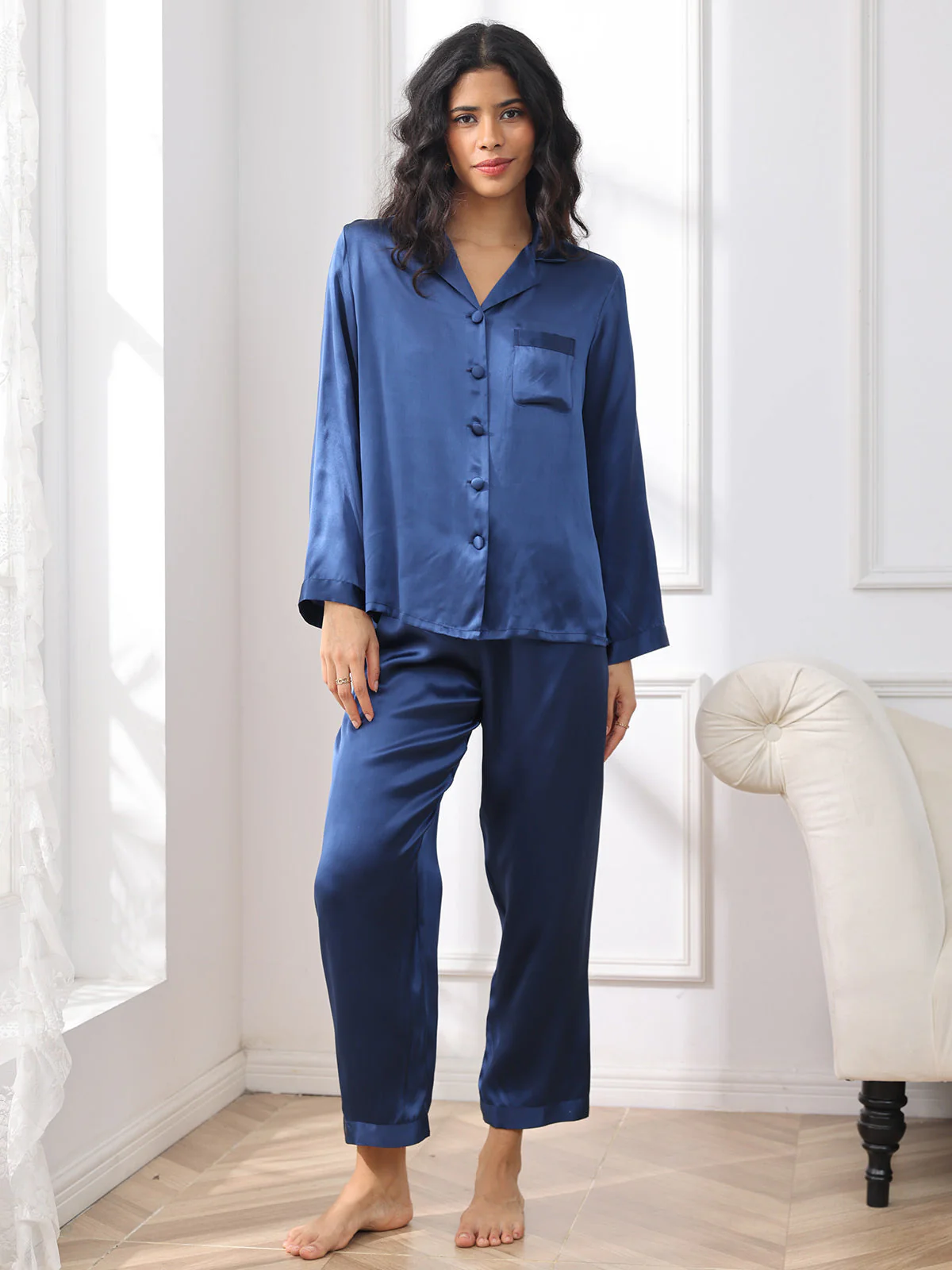 Women's Pure Silk Long Sleeve Pyjamas Set - Image 21