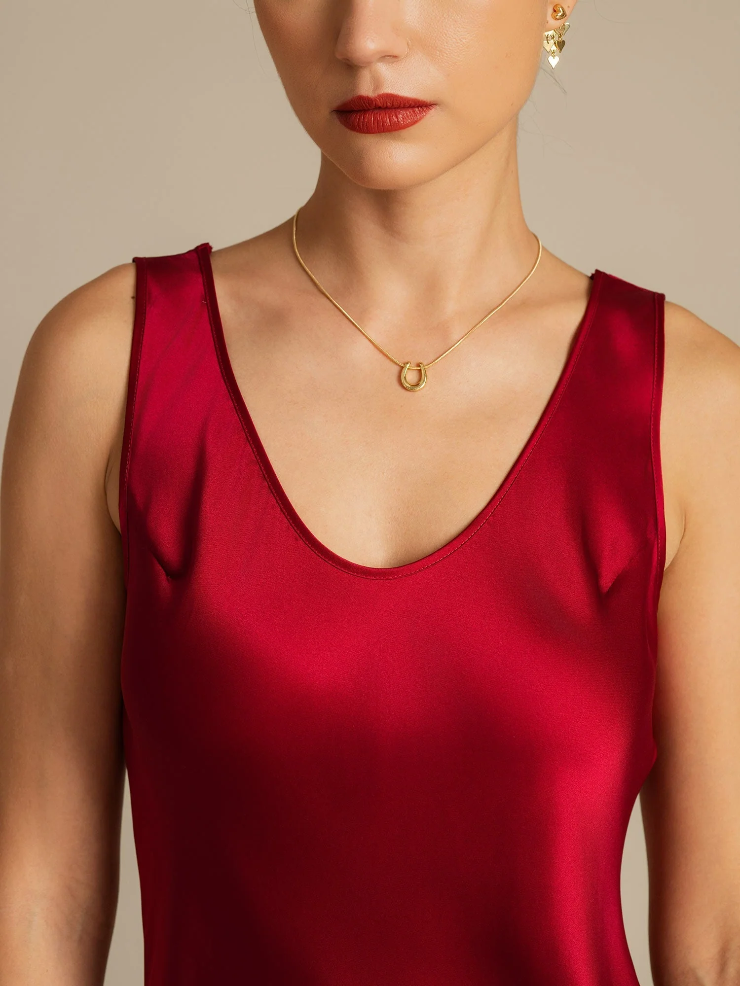 Pure Silk Sleeveless U-Neck Short Nightgown - Image 18