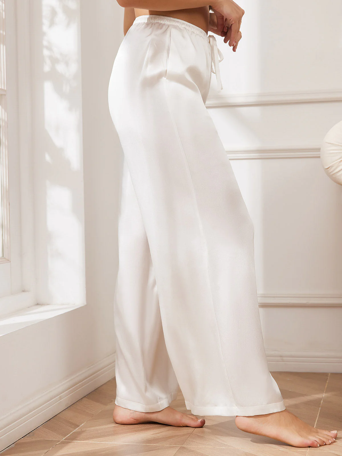 100% Mulberry Silk Wide Leg Women's Pants - Image 15