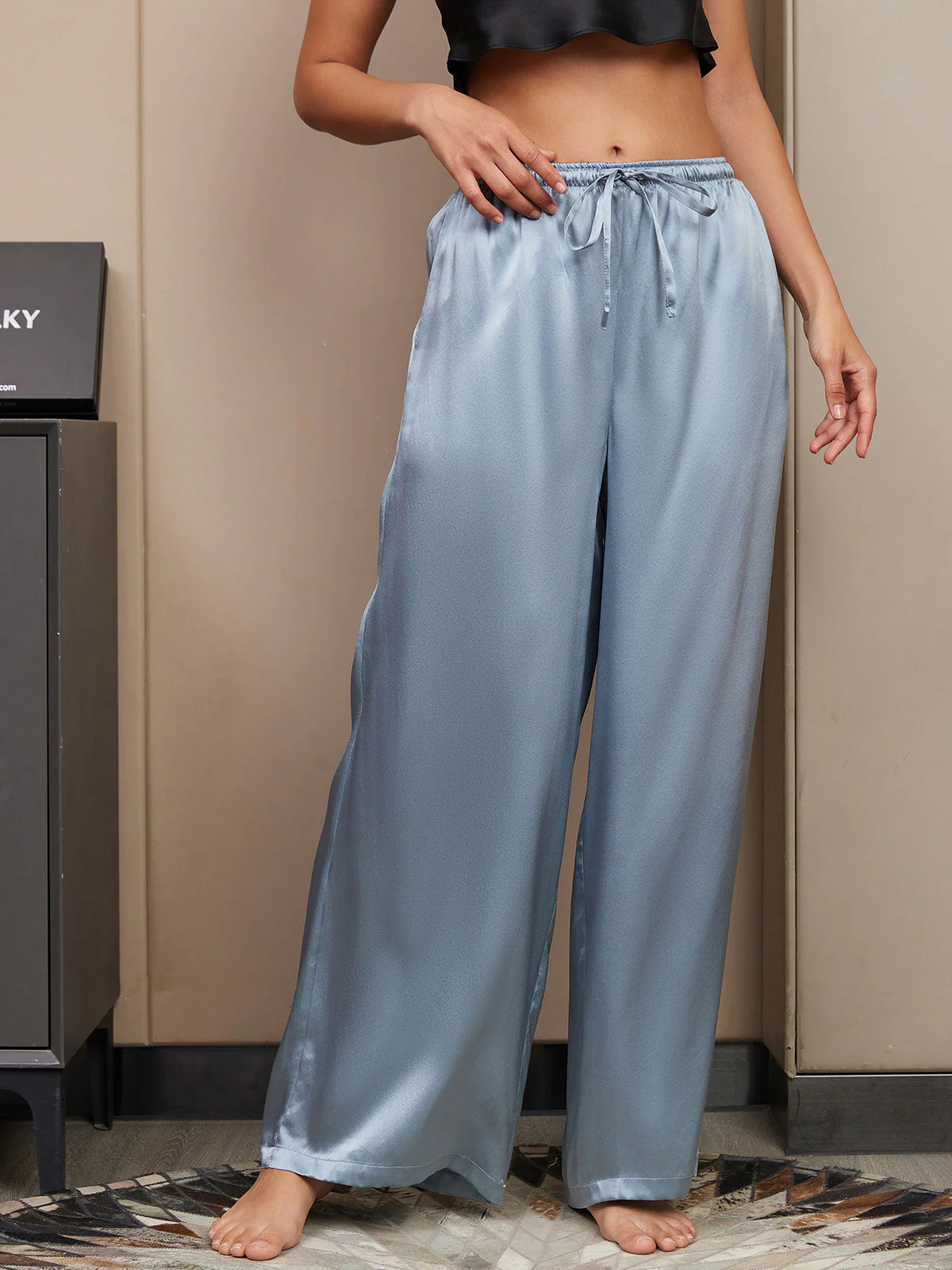 100% Mulberry Silk Wide Leg Women's Pants - Image 50