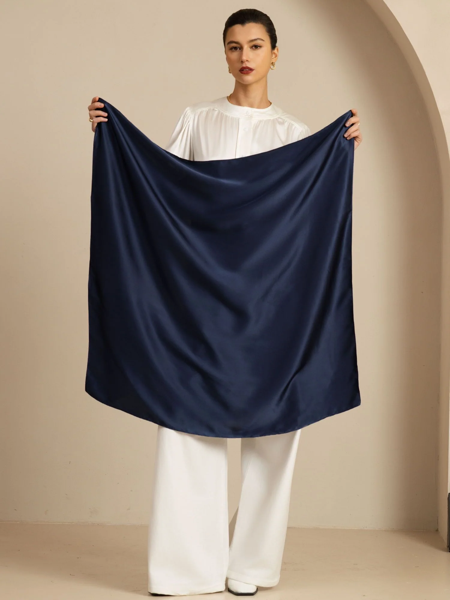 Pure Silk Classic Elegant Square Scarf - Size 90x90cm - Image 19