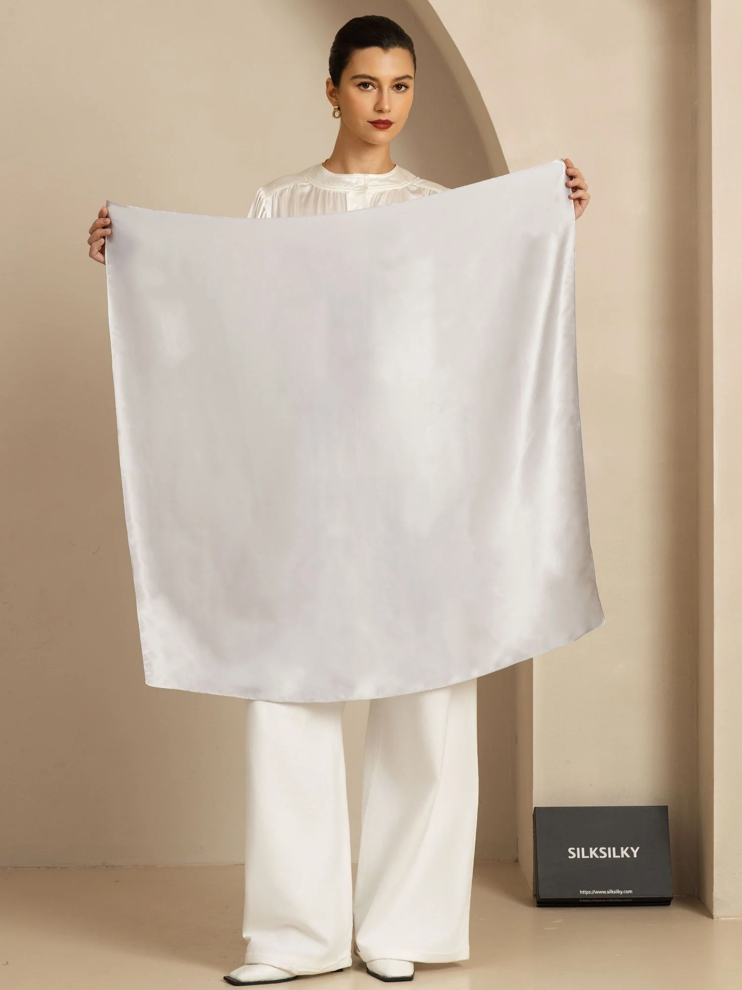 Pure Silk Classic Elegant Square Scarf - Size 90x90cm - Image 26
