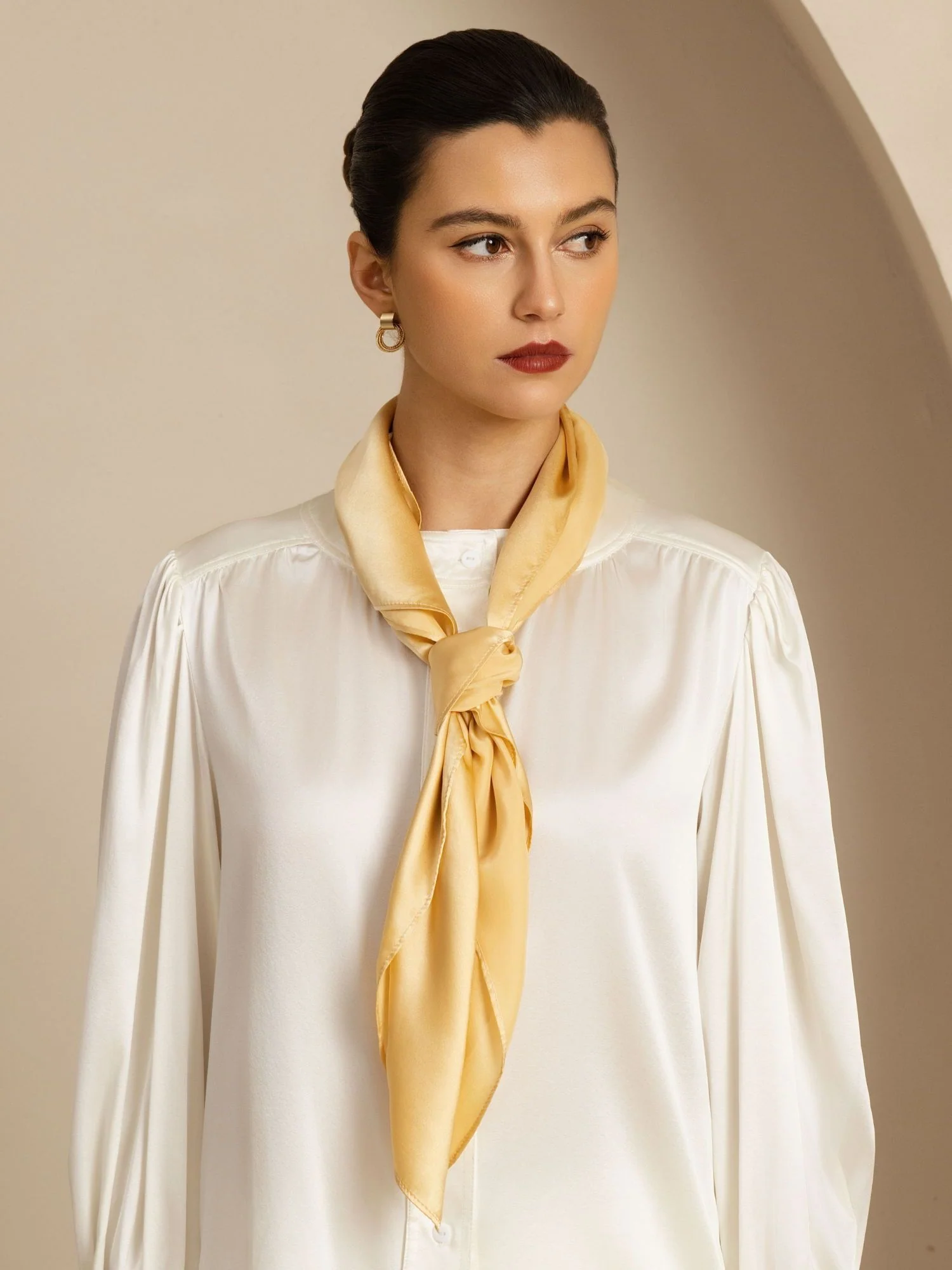 Pure Silk Classic Elegant Square Scarf - Size 90x90cm - Image 7