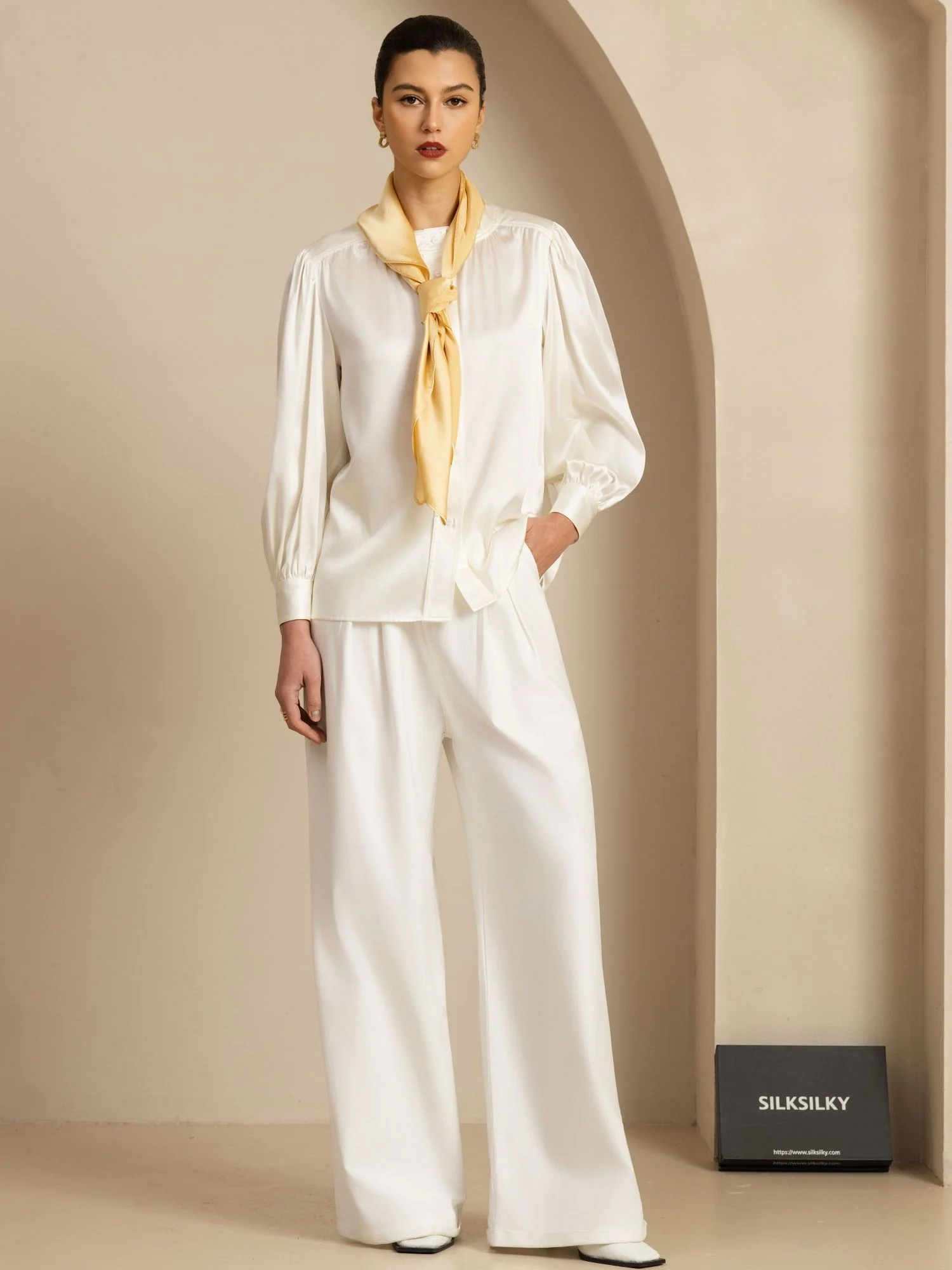 Pure Silk Classic Elegant Square Scarf - Size 90x90cm - Image 8