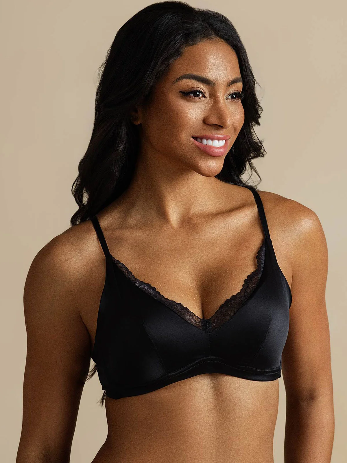 Pure Silk Classic Lace Trim Wireless Bra - Image 9