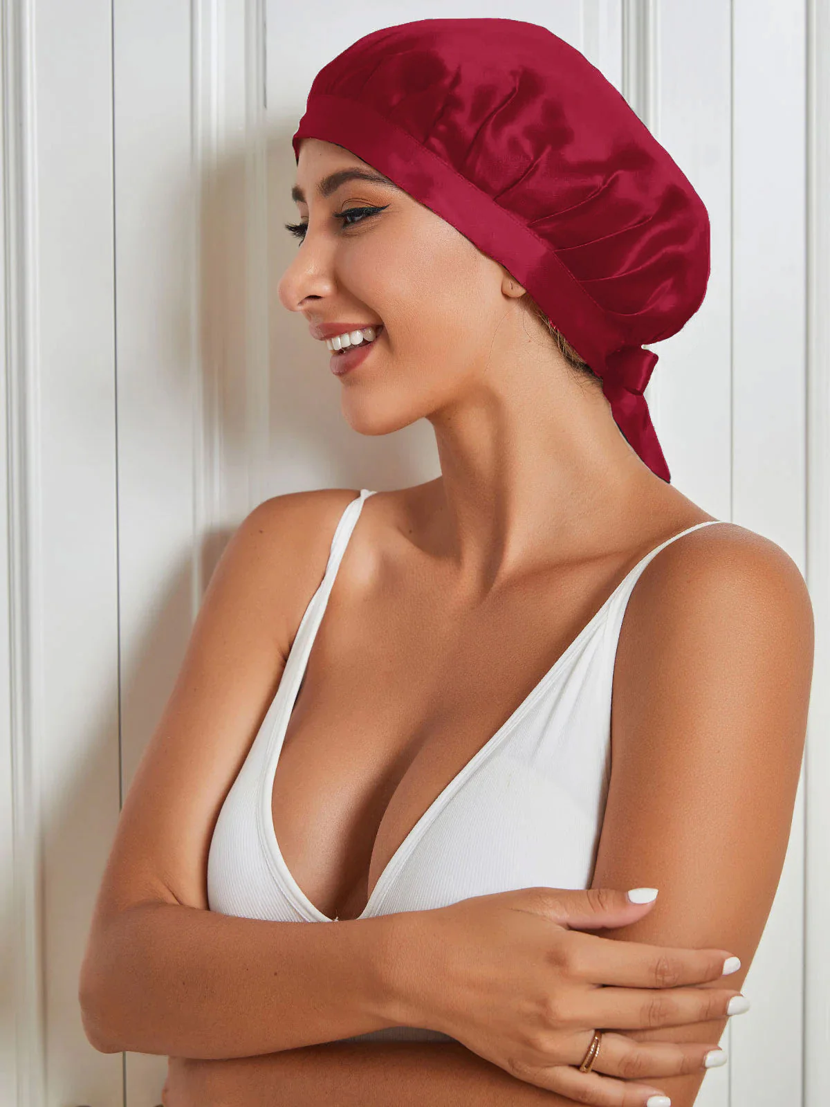 Pure Silk Bonnet with Ribbons - Image 35
