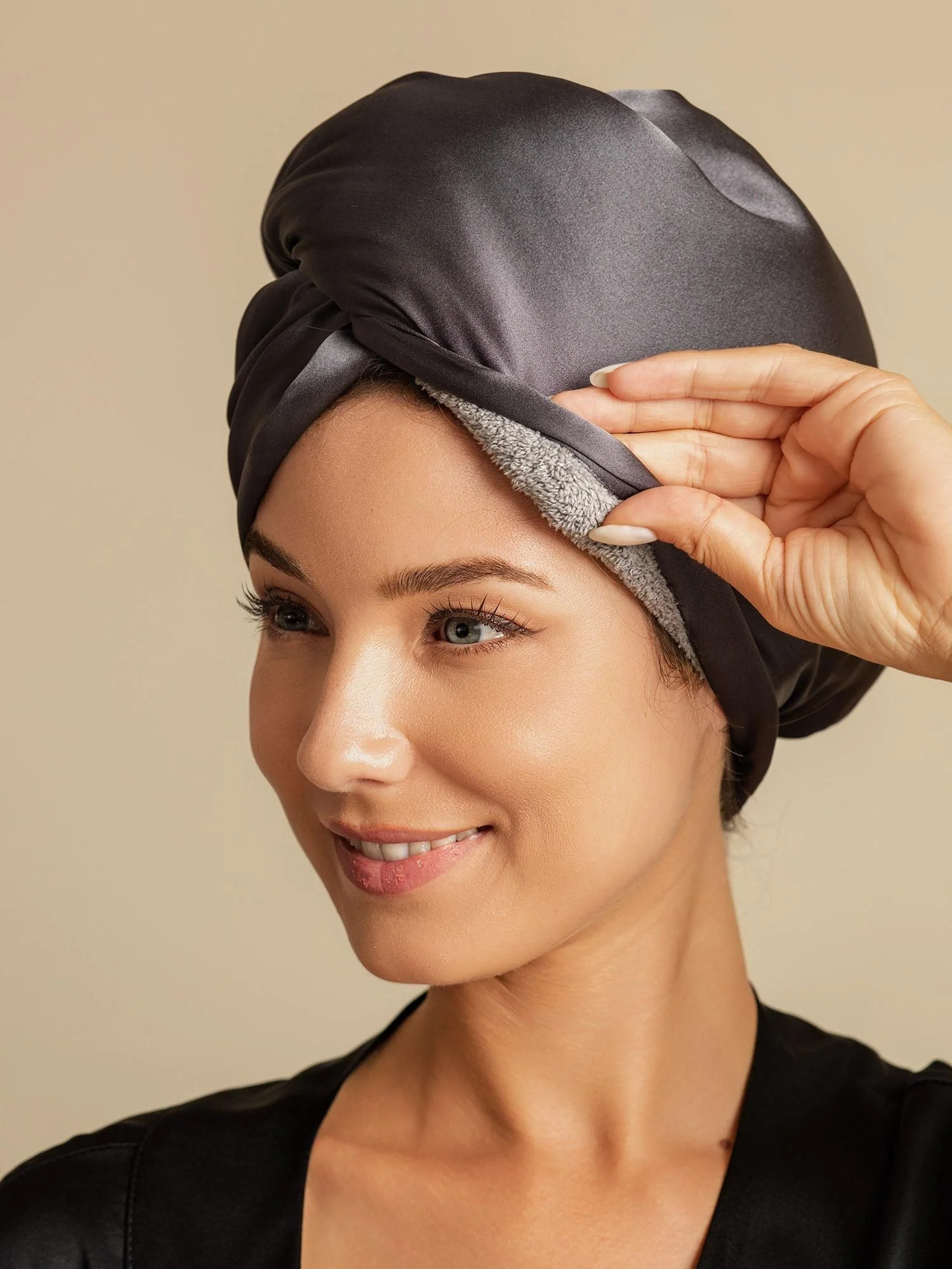 100% Mulberry Silk Double-Sided Hair Towel Wrap – Quick Dry, Frizz Free & Gentle on Hair - Image 39