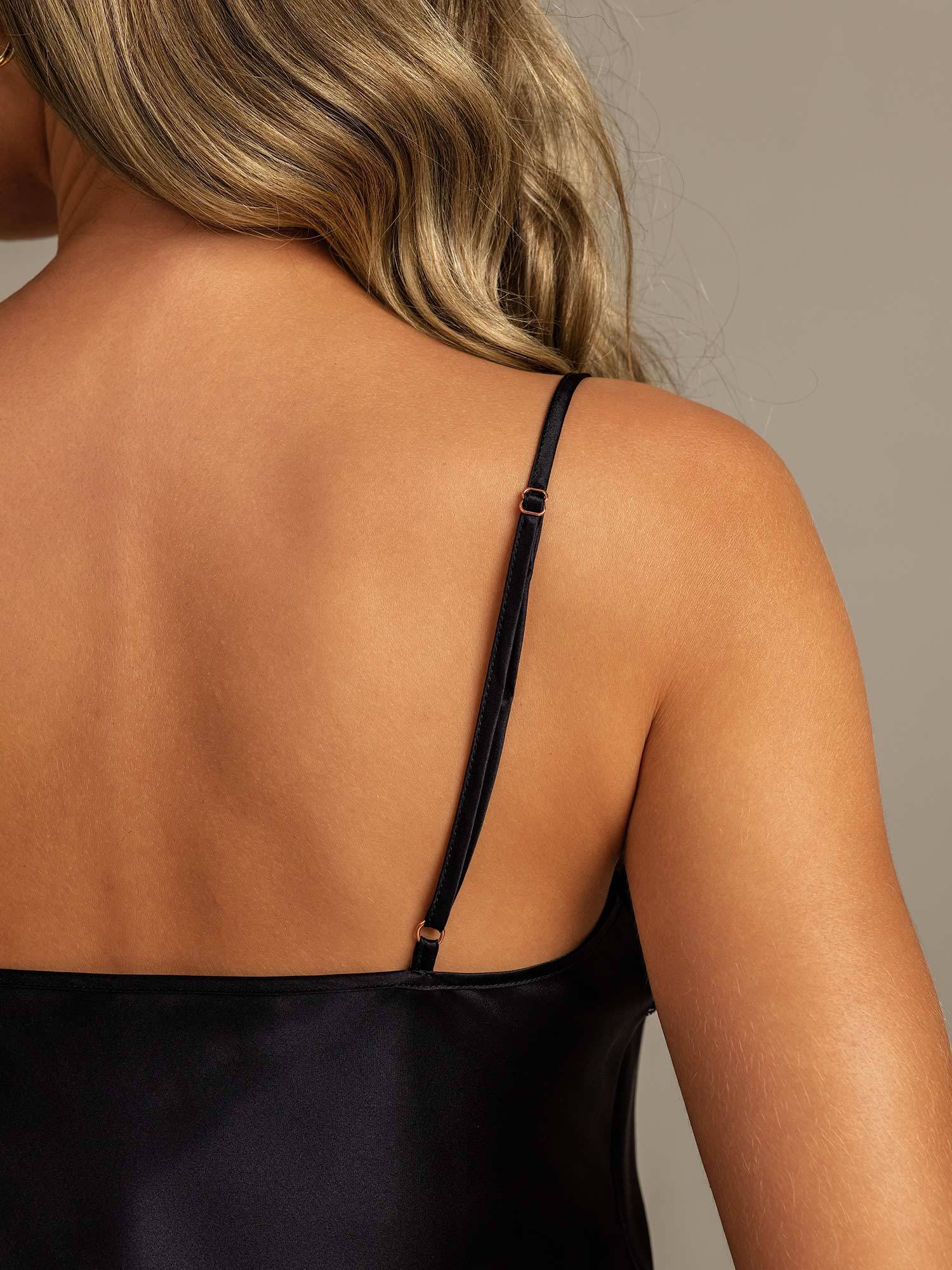 Pure Silk Lace Trim Spaghetti Strap V Neck Sexy Camisole Set - Image 14