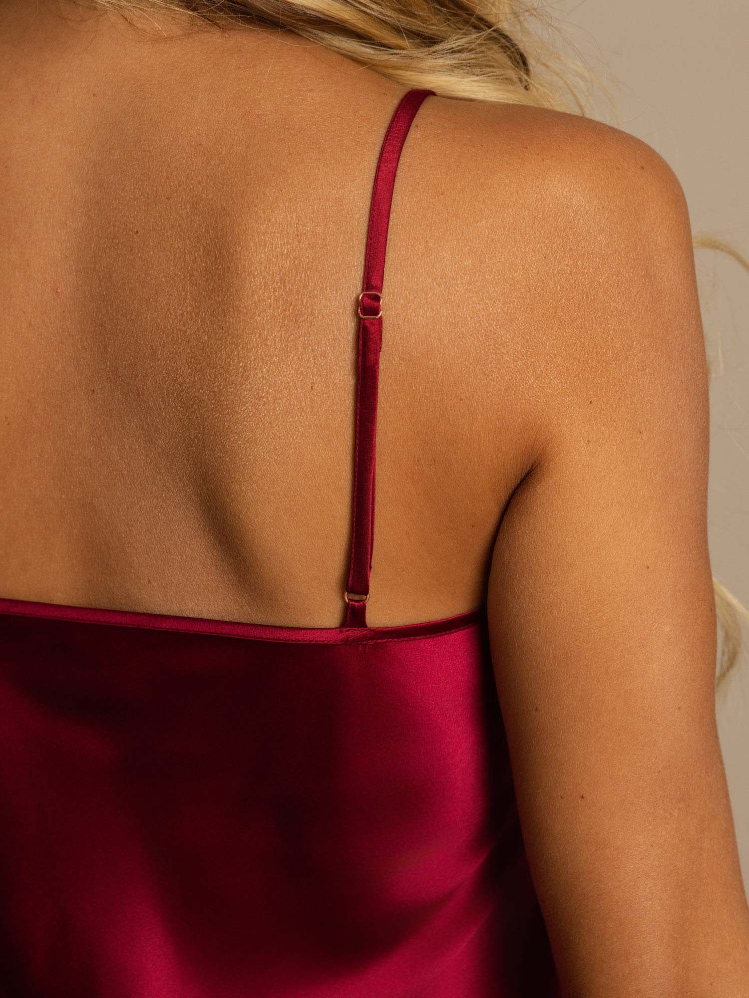 Pure Silk Spaghetti Strap V-neck Short Nightgown - Image 24