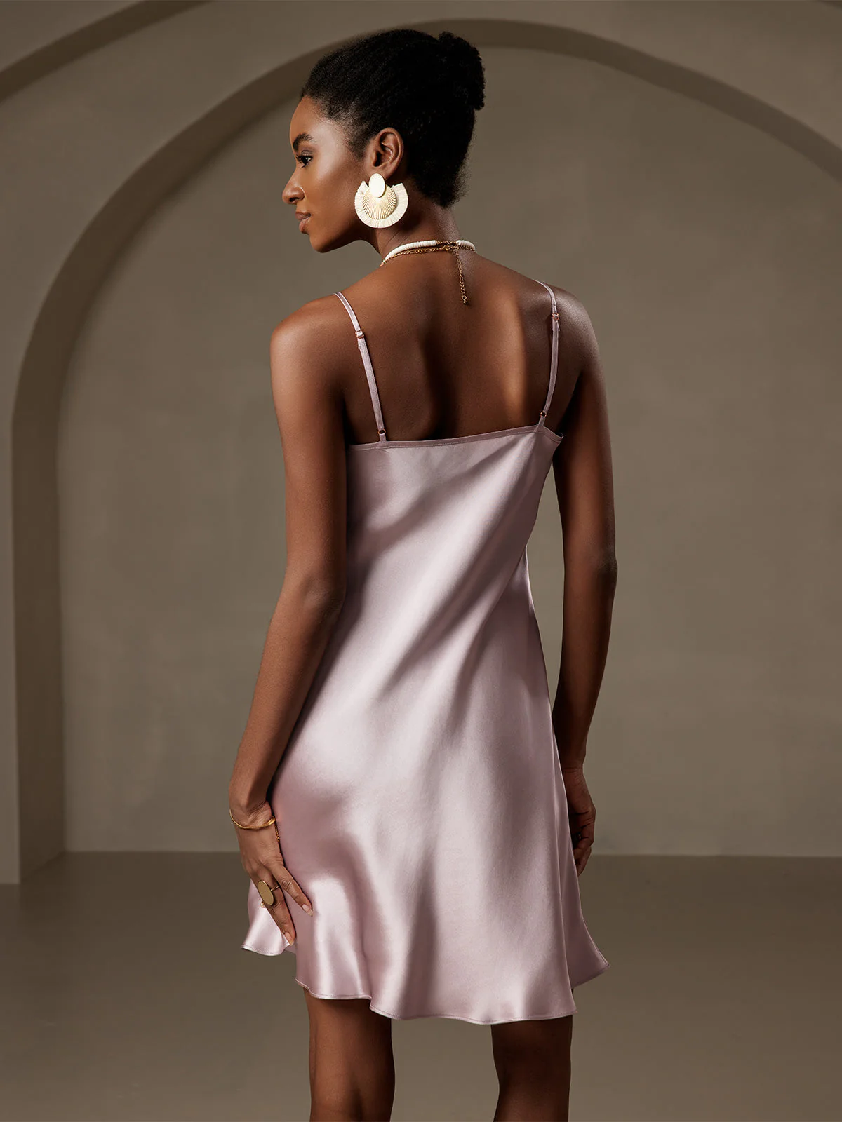 Pure Silk Spaghetti Strap V Neck Short Dress - Image 14