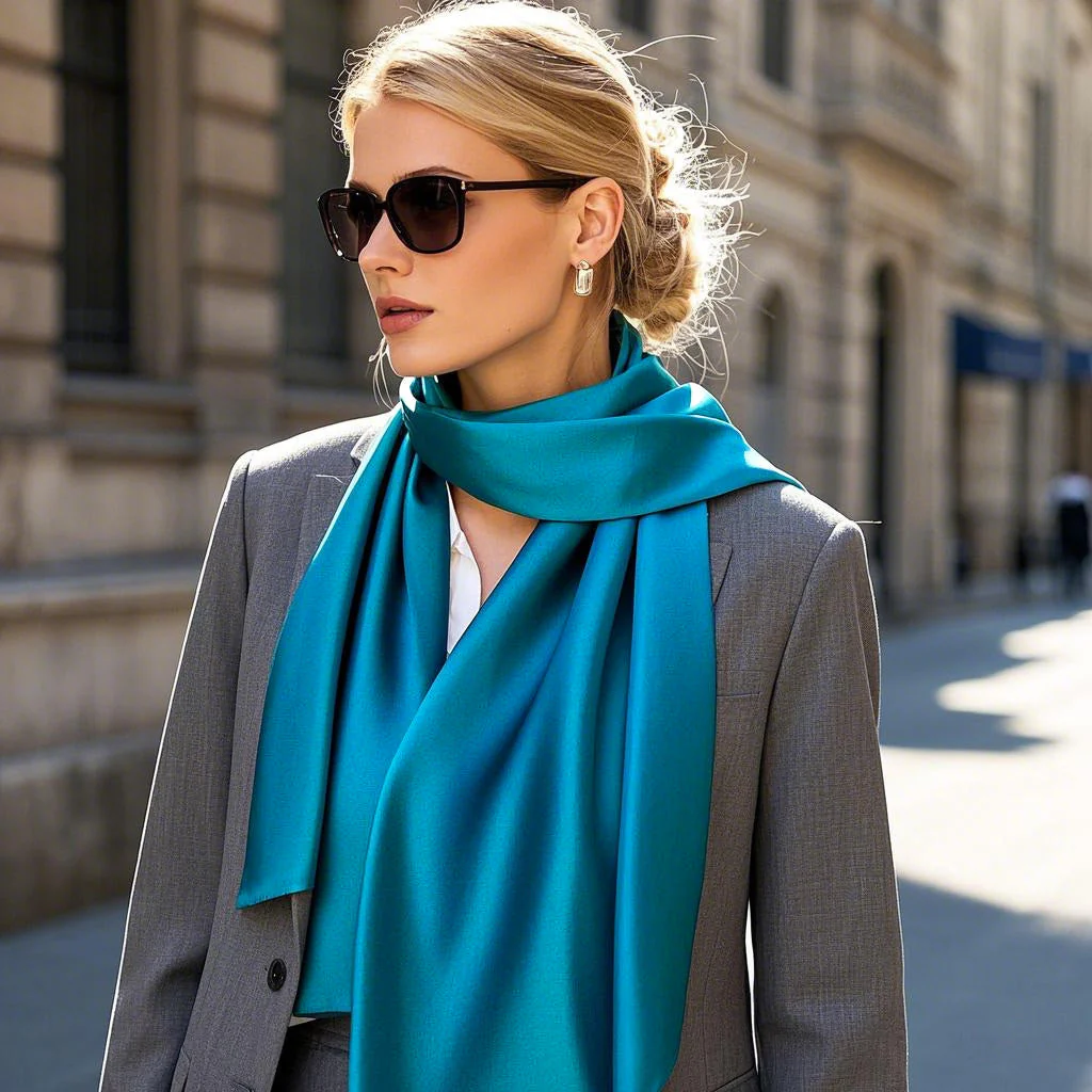 Pure Silk Rectangle Long Scarf/Shawl 170x53cm/67 - Image 6