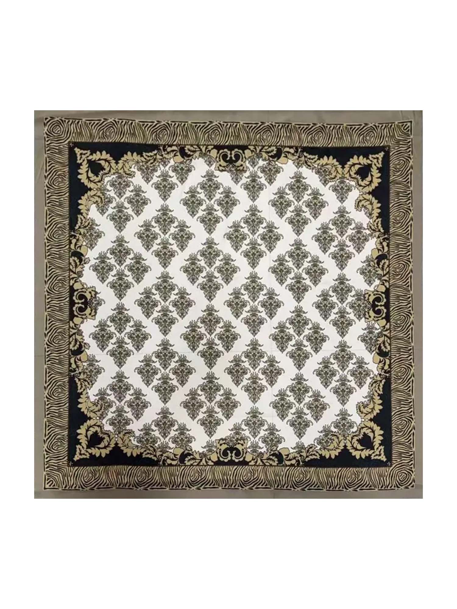 Pure Silk Vintage-Inspired Pattern  Square Scarf - Size 90x90cm